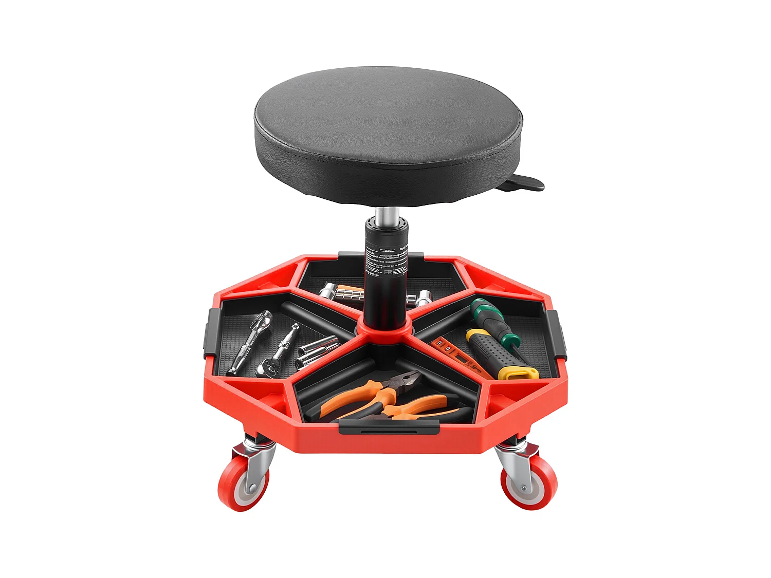 Tabouret d'Atelier, SucceBuy Tabouret d'Atelier Mobile, Siège de Mécanicien sur Roulettes, Capacité 136 kg pour Réparation et Entretien Automobile, Noir et Rouge