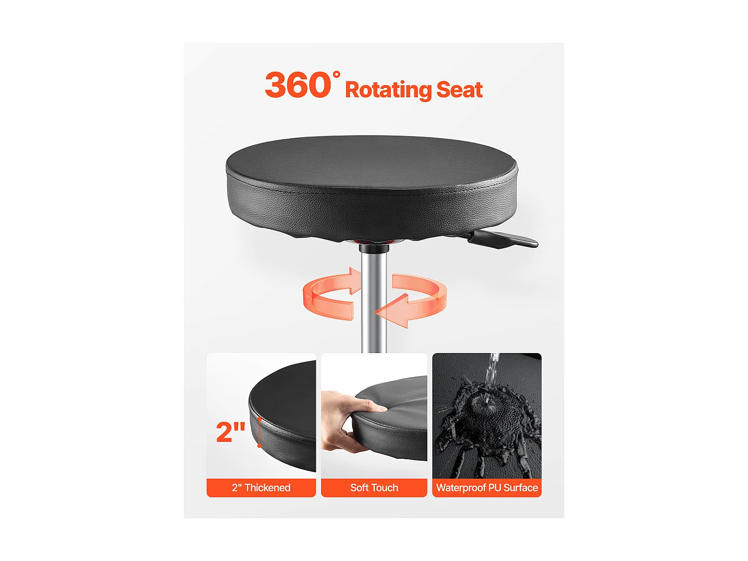 Tabouret d'Atelier, SucceBuy Tabouret d'Atelier Mobile, Siège de Mécanicien sur Roulettes, Capacité 136 kg pour Réparation et Entretien Automobile, Noir et Rouge