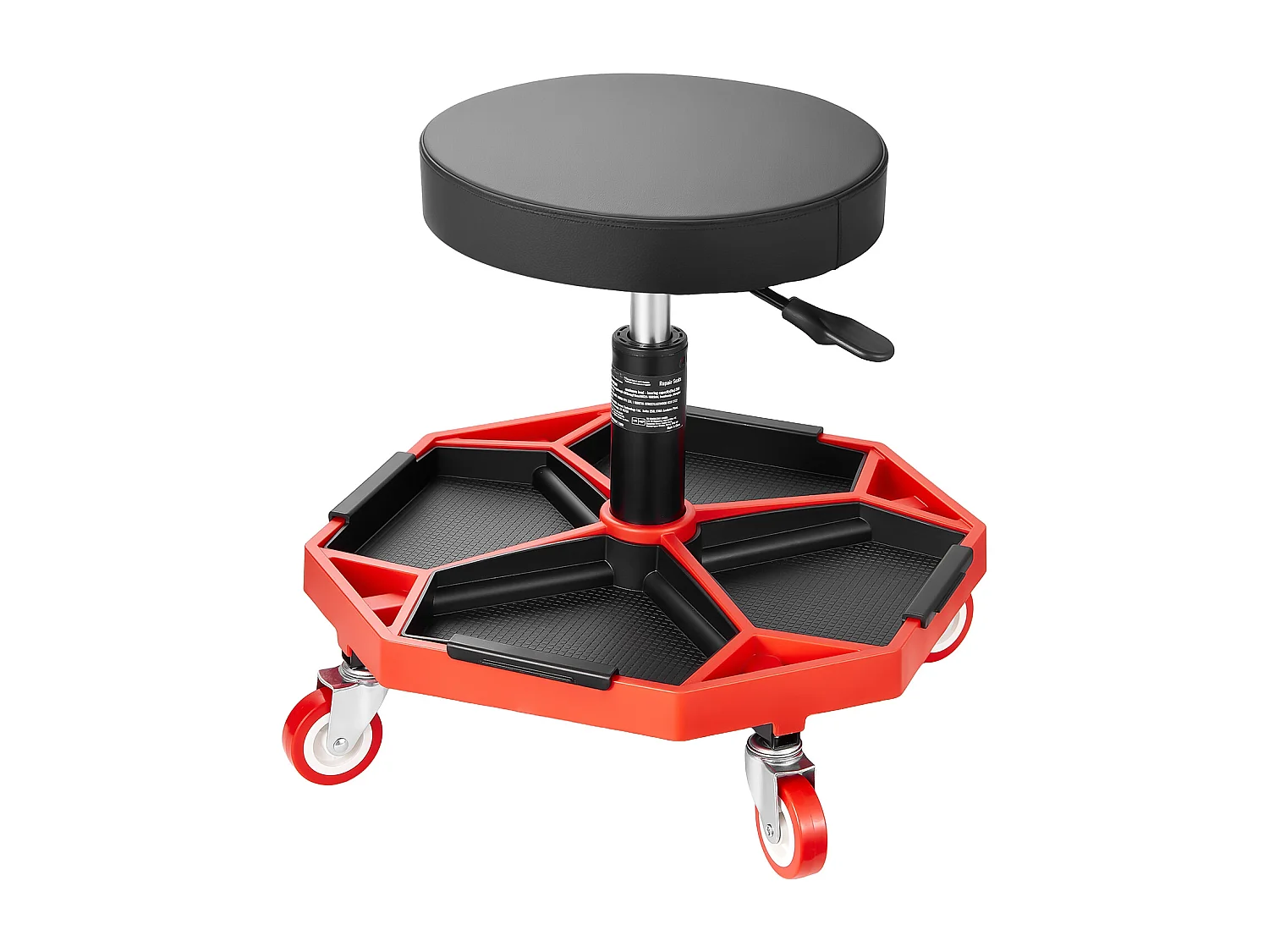 Tabouret d'Atelier, SucceBuy Tabouret d'Atelier Mobile, Siège de Mécanicien sur Roulettes, Capacité 136 kg pour Réparation et Entretien Automobile, Noir et Rouge