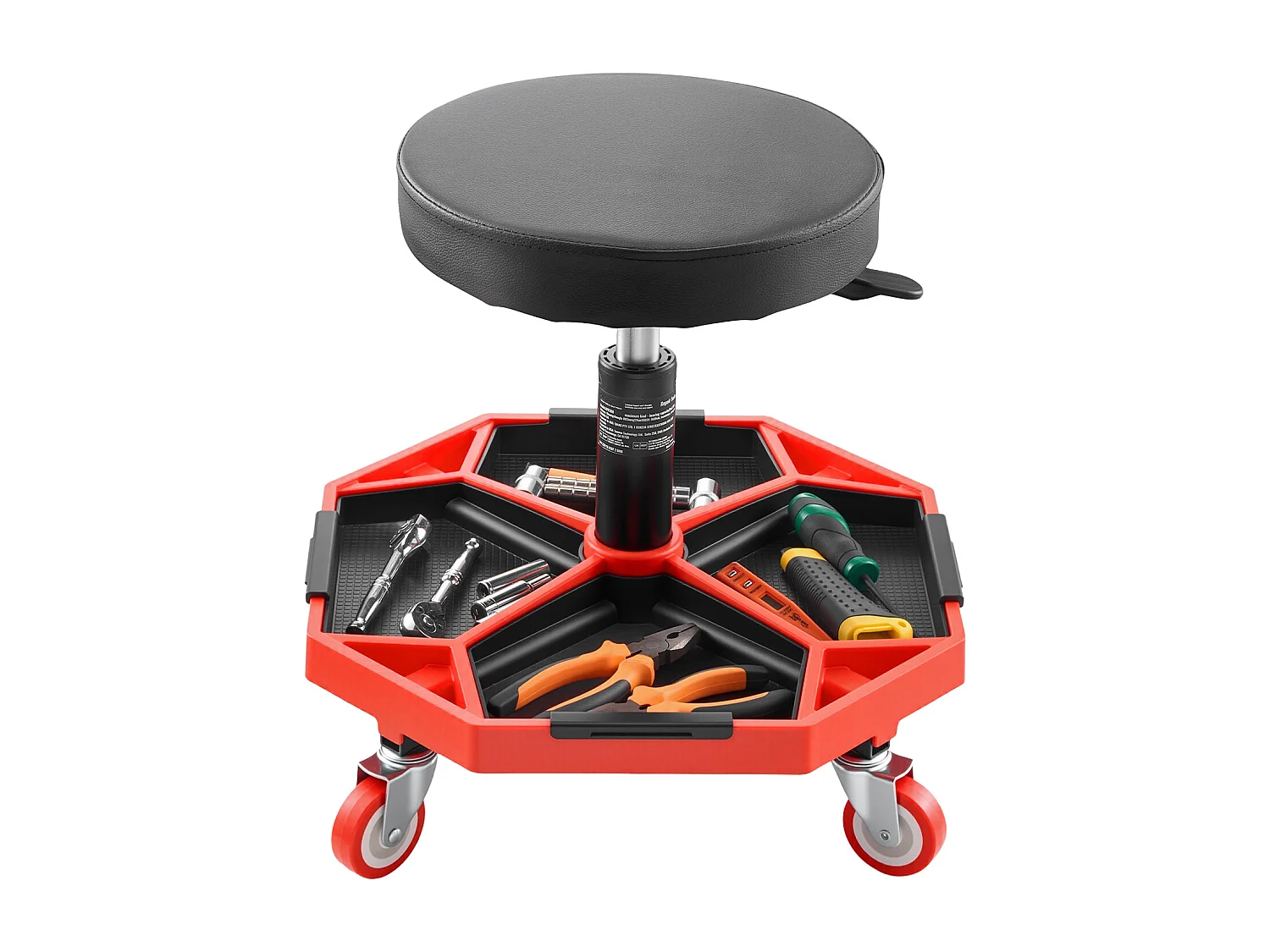 Tabouret d'Atelier, SucceBuy Tabouret d'Atelier Mobile, Siège de Mécanicien sur Roulettes, Capacité 136 kg pour Réparation et Entretien Automobile, Noir et Rouge