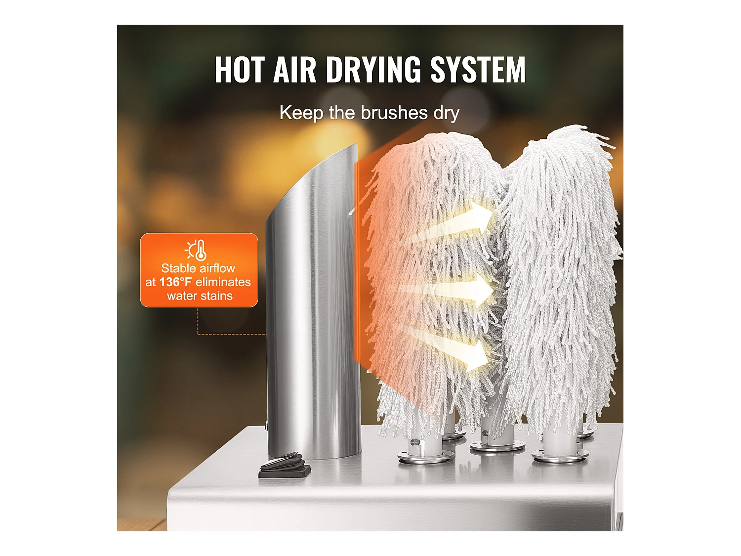 Wijnglaspolijster SucceBuy, 5 Borstels, 330 Glazen/uur, voor Bars en Restaurants