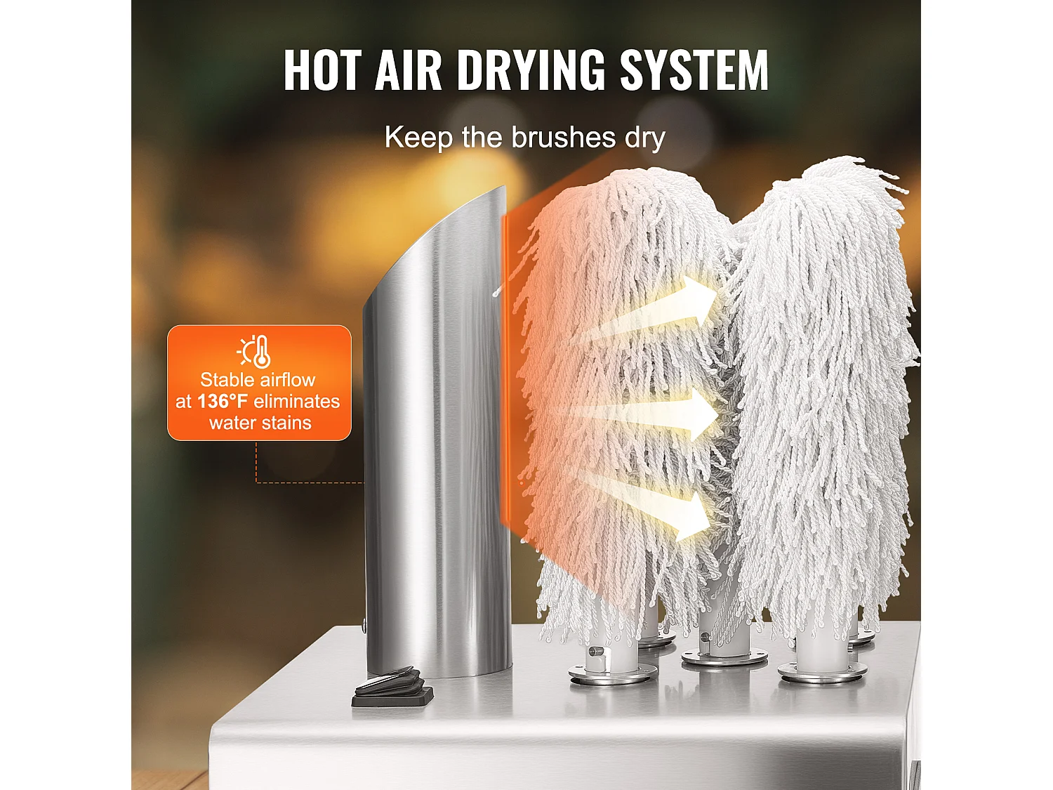 Polissoir à Verres à Vin SucceBuy, 5 Brosses, 330 Tasses/h, pour Bar et Restaurant