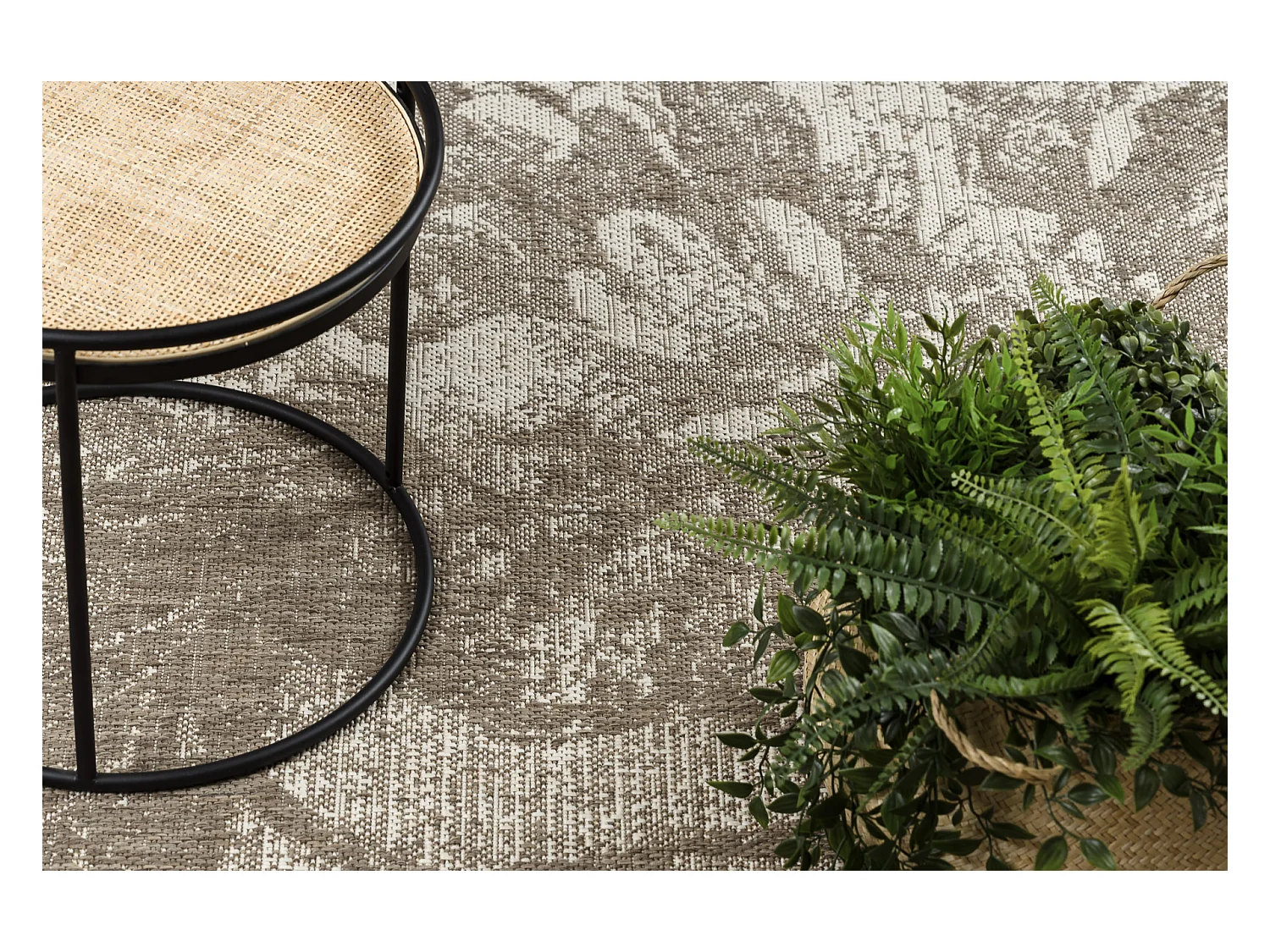 Sisal tapijt SISAL FLOORLUX 20491 BLOEMEN Champagne / donker grijskleu 240x330 cm