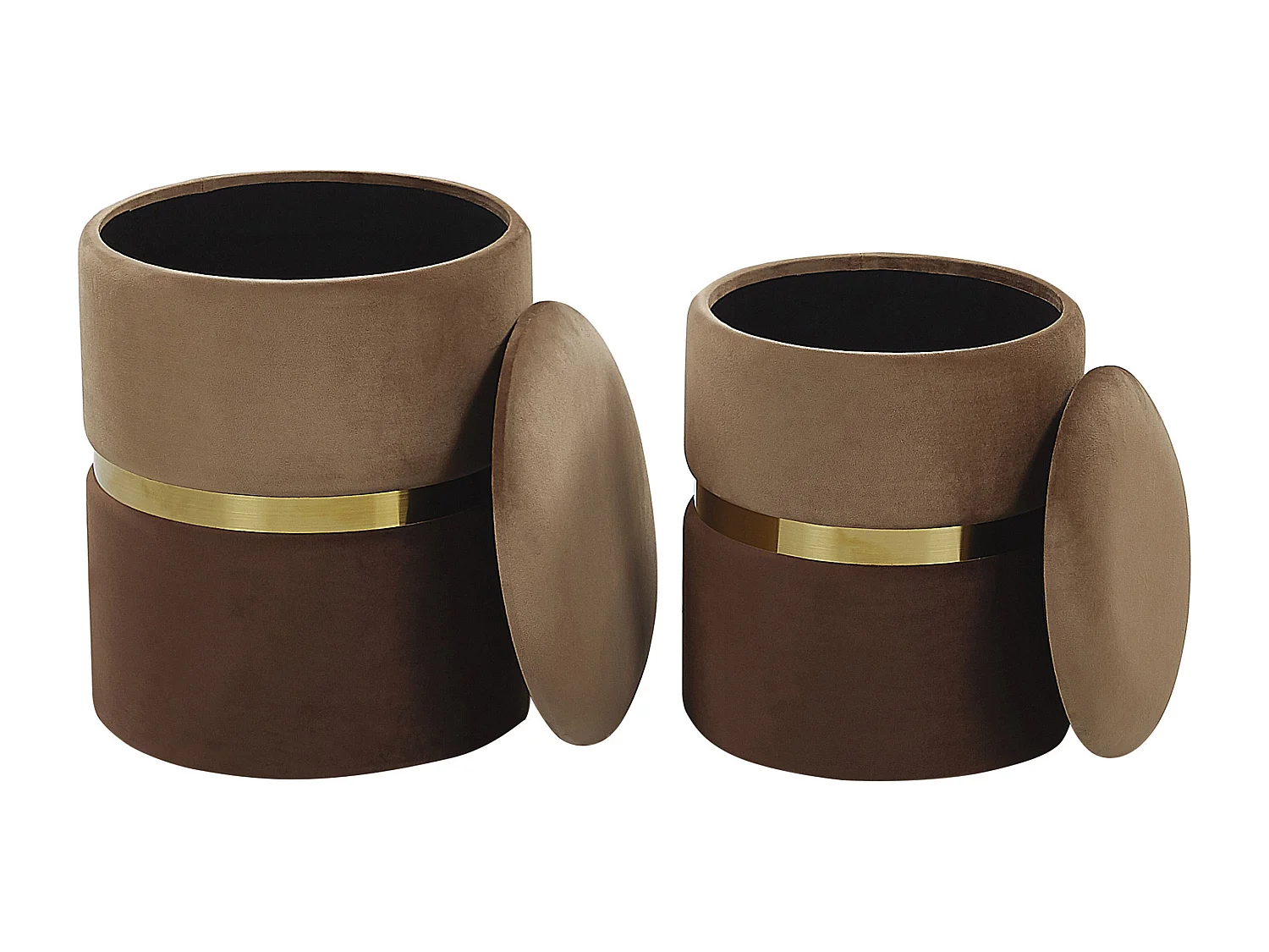 Set van 2 opbergpoefs WICHITA Fluweel Bruin 36/31 cm 36/31 cm 44/39 cm