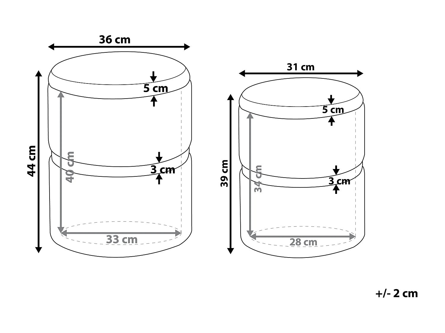Lot de 2 poufs avec rangement WICHITA Velours Marron