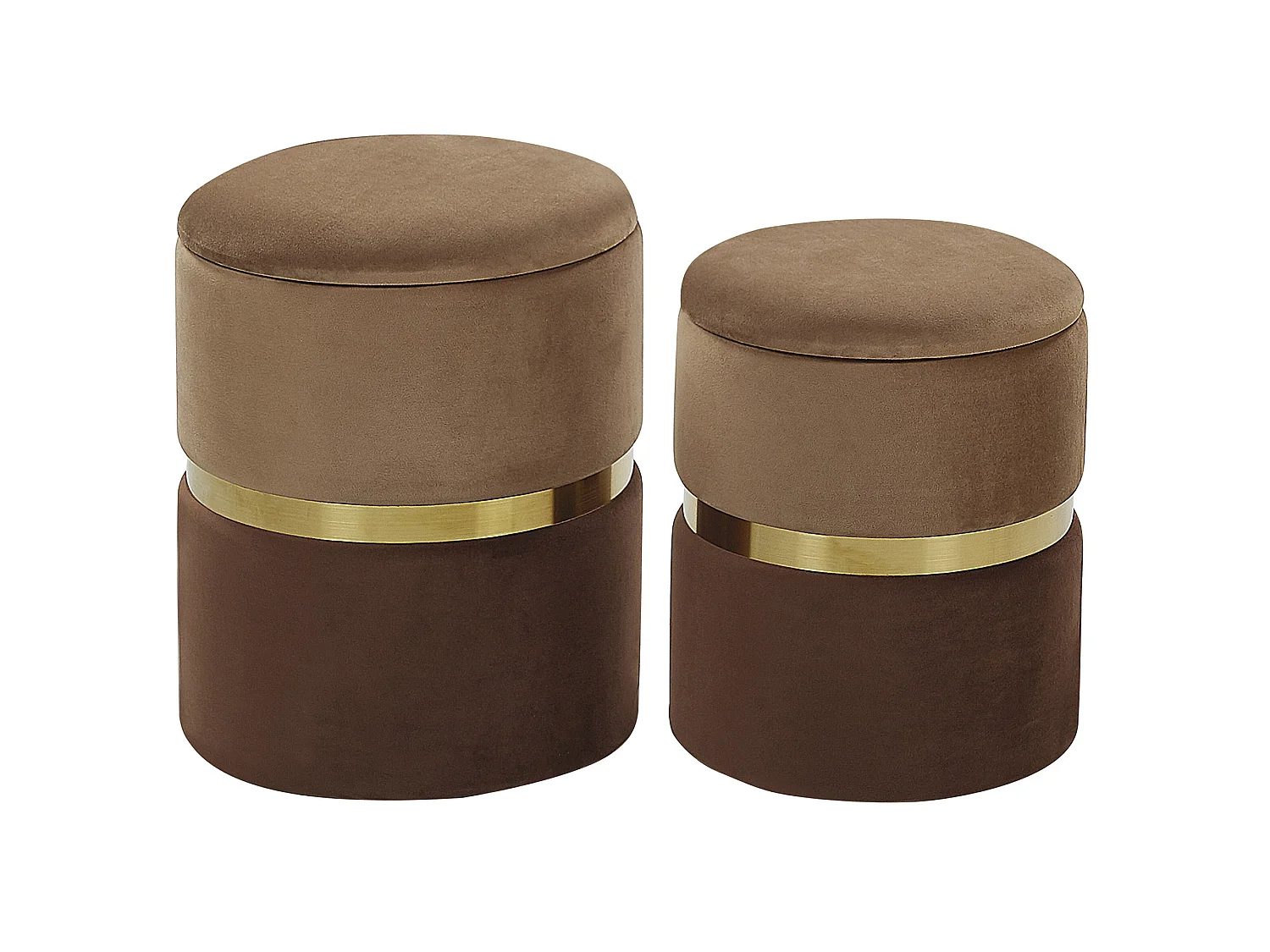 Lot de 2 poufs avec rangement WICHITA Velours Marron 36/31 cm 36/31 cm 44/39 cm