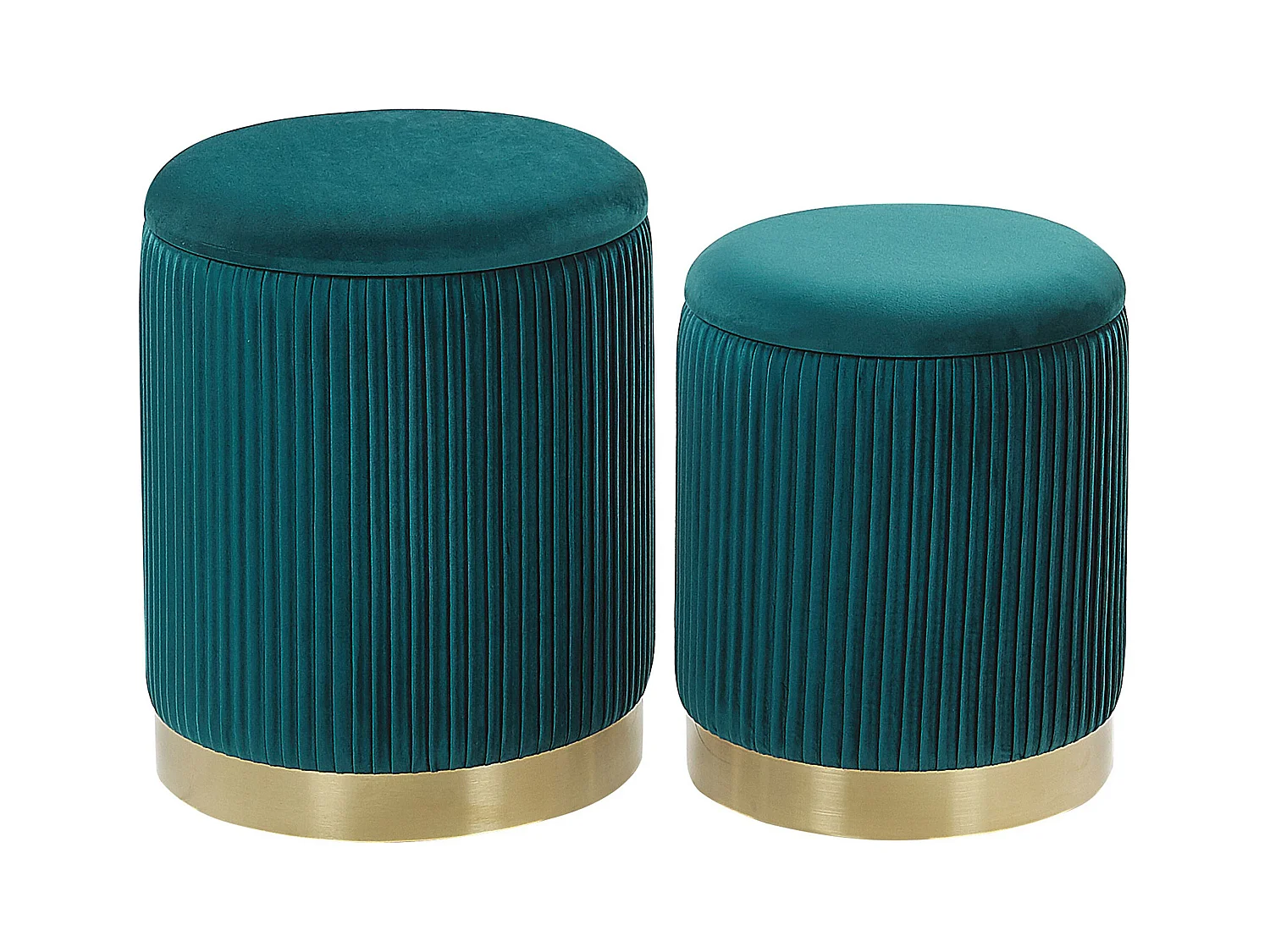 Lot de 2 poufs avec rangement MIRAMAR Velours Bleu paon