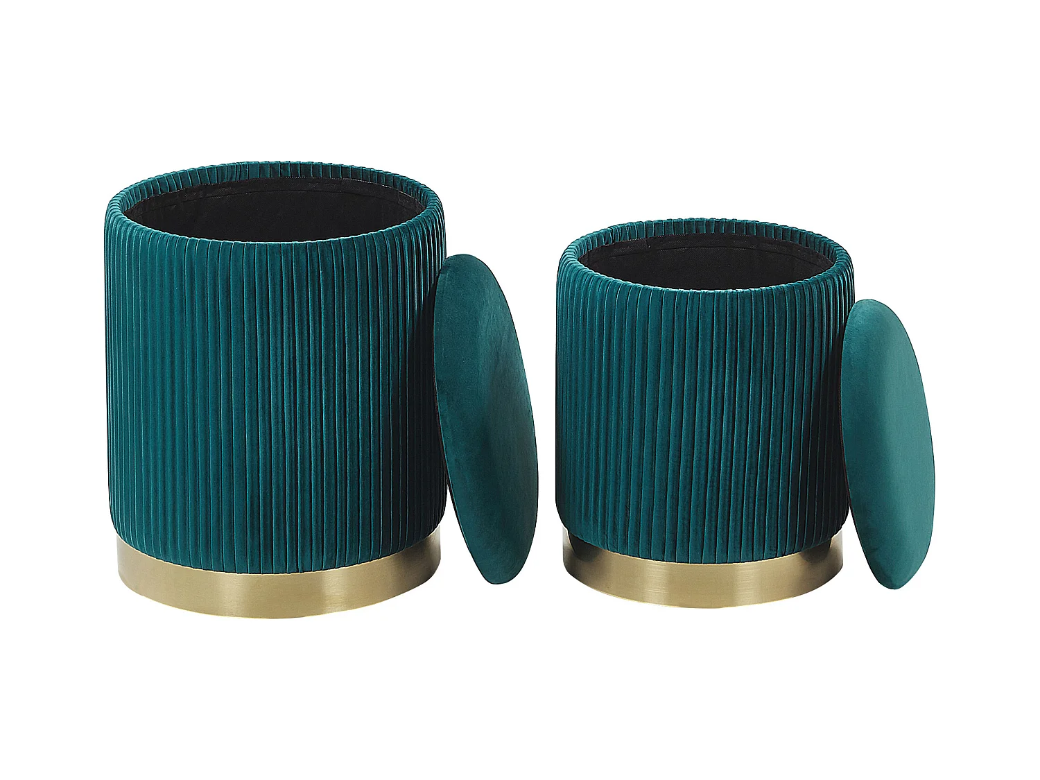 Set van 2 opbergpoefs MIRAMAR Fluweel Blauwgroen 35/31 cm 35/31 cm 44/39 cm