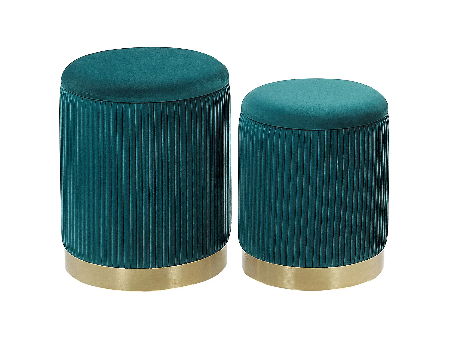 Set di 2 pouf contenitore MIRAMAR Velluto Foglia di tè 35/31 cm 35/31 cm 44/39 cm