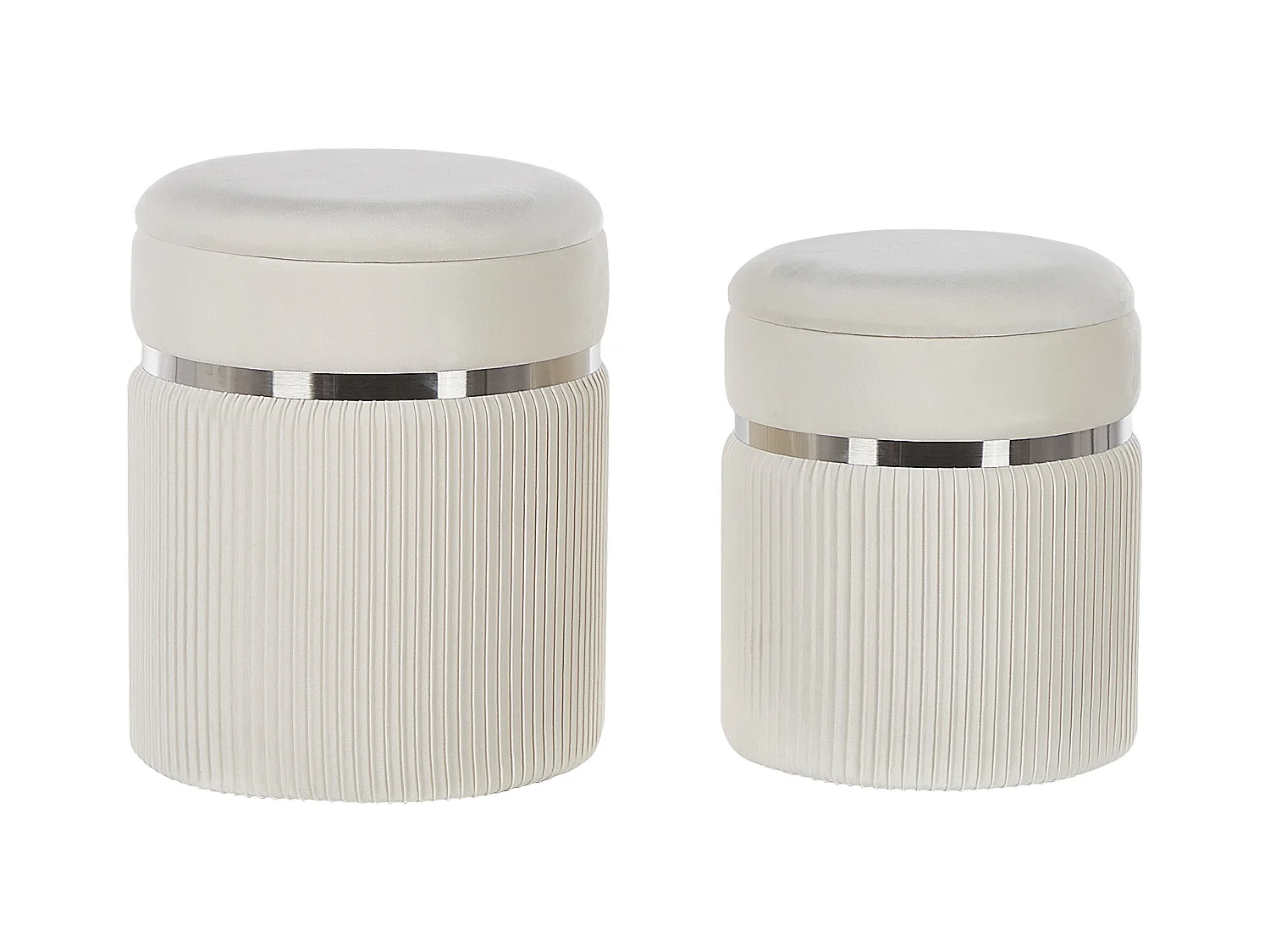 Lot de 2 poufs avec rangement CAMDENTON Velours Blanc cassé