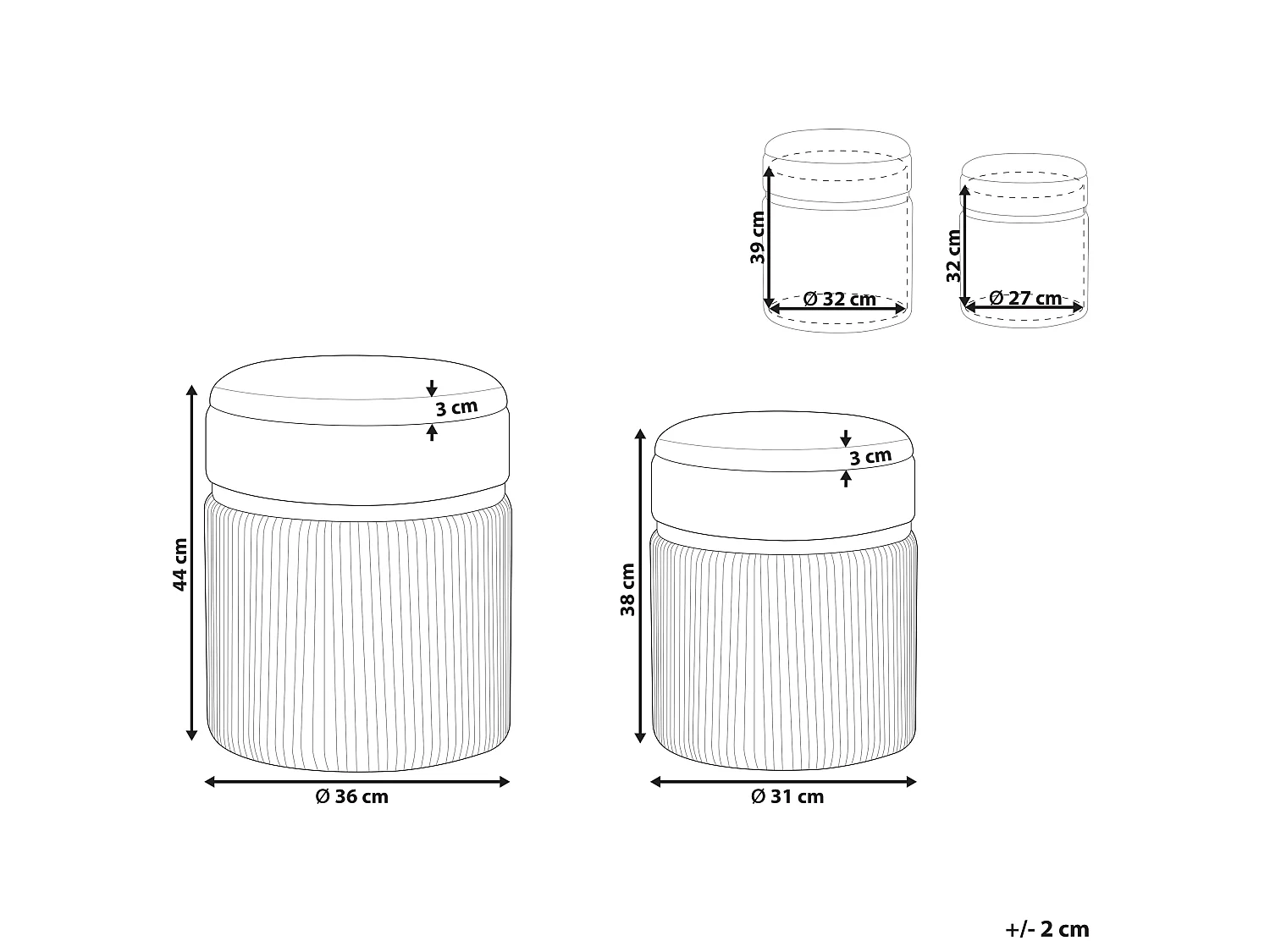 Lot de 2 poufs avec rangement CAMDENTON Velours Blanc cassé