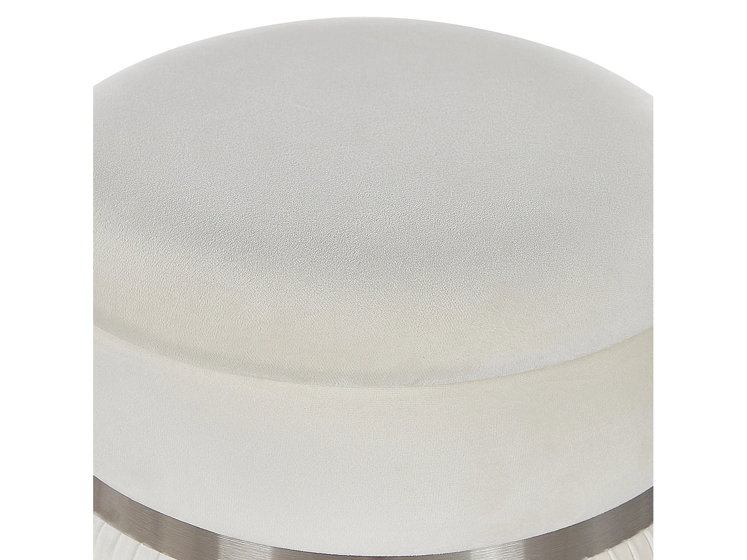 Conjunto de 2 tamboretes com arrumação CAMDENTON Veludo Branco creme 36/31 cm 36/31 cm 44/38 cm