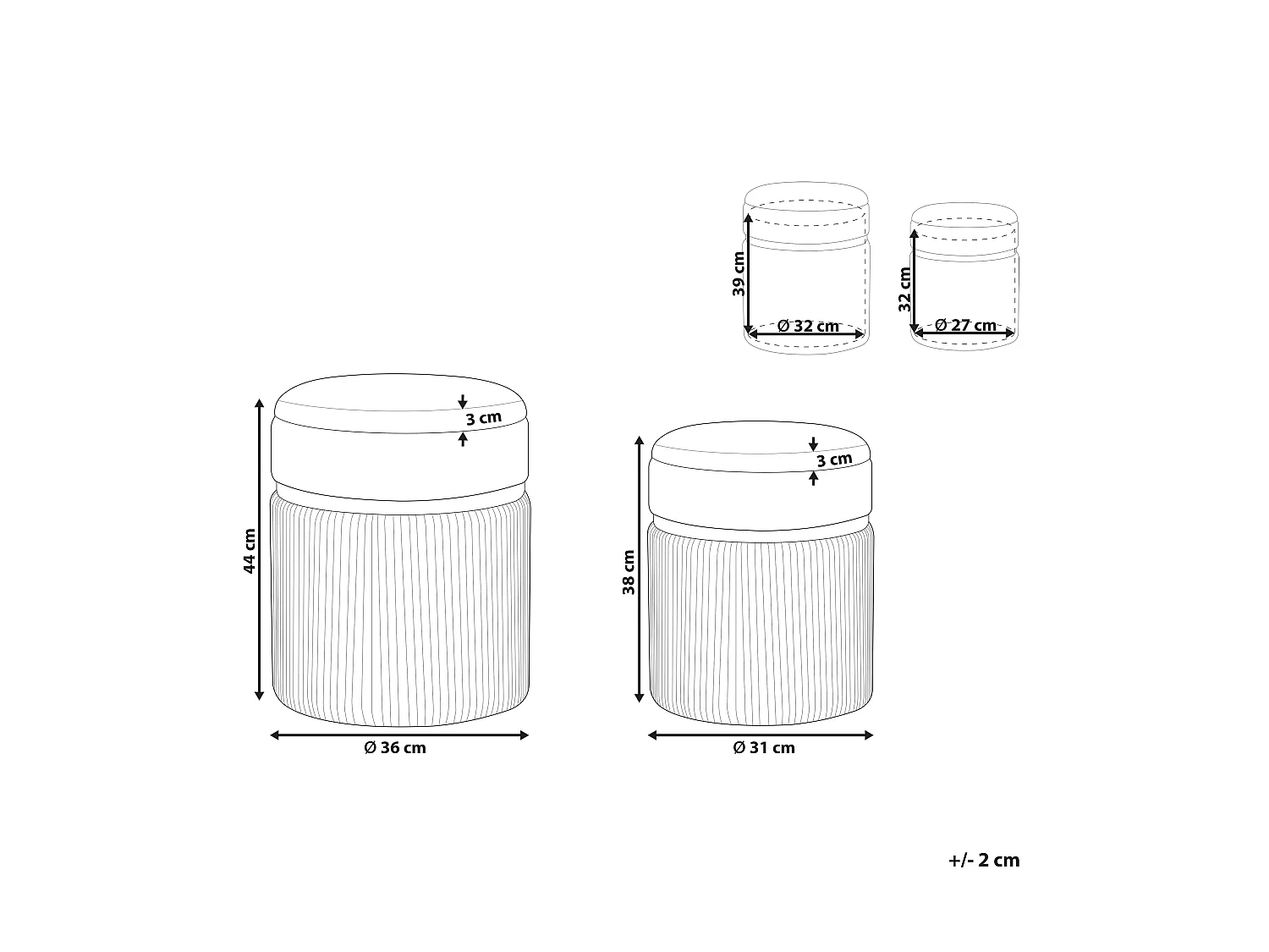 Lot de 2 poufs avec rangement CAMDENTON Velours Blanc cassé