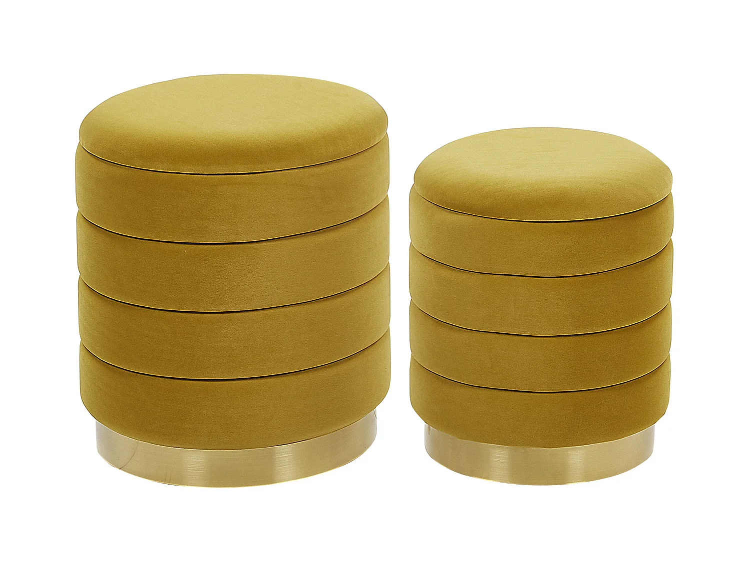 Set di 2 pouf contenitore GARLAND Velluto Senape 40/33 cm 40/33 cm 44/38 cm