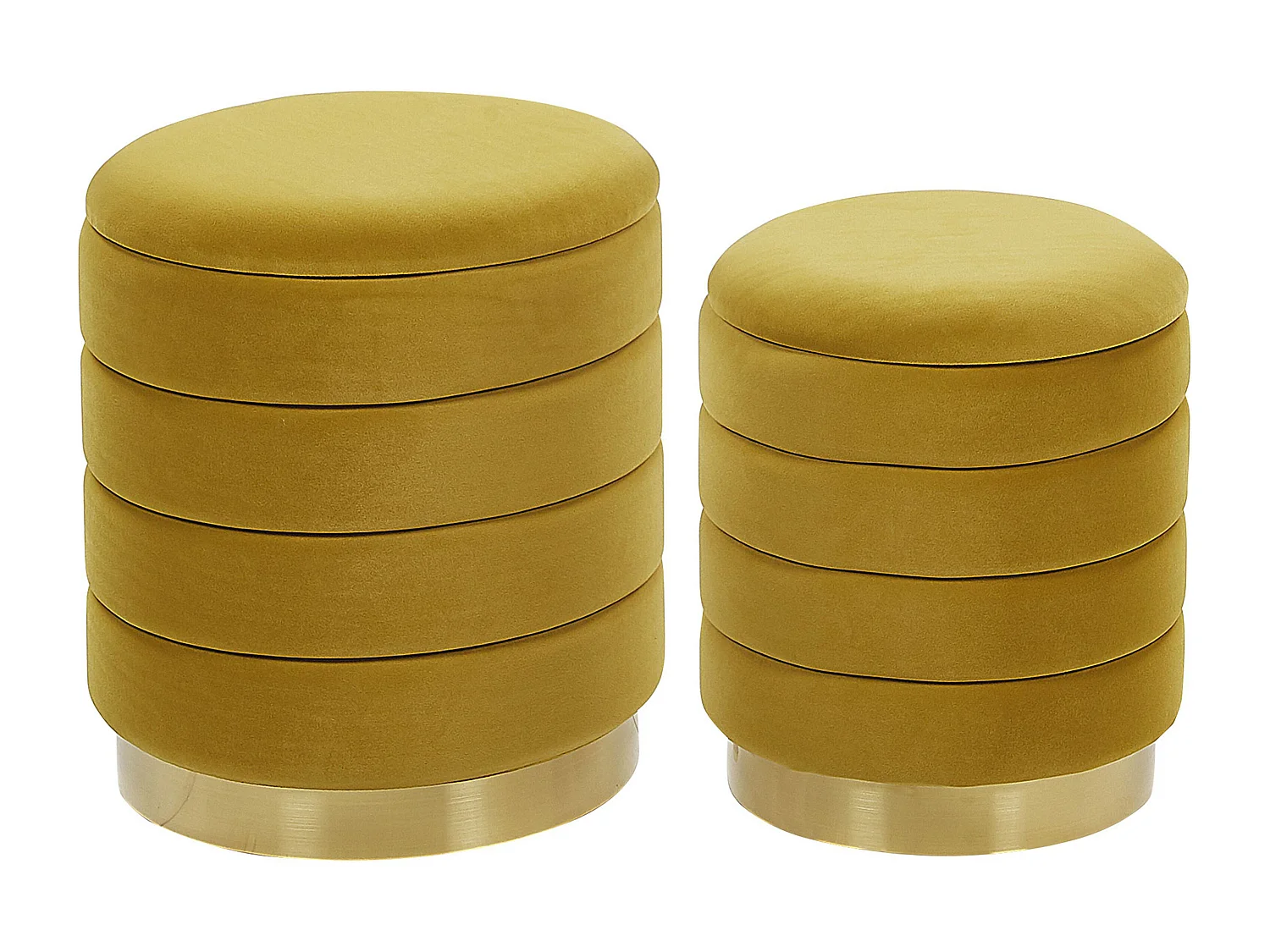 Lot de 2 poufs avec rangement GARLAND Velours Moutarde
