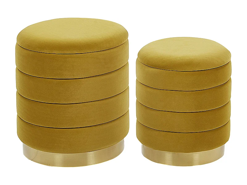 Lot de 2 poufs avec rangement GARLAND Velours Moutarde