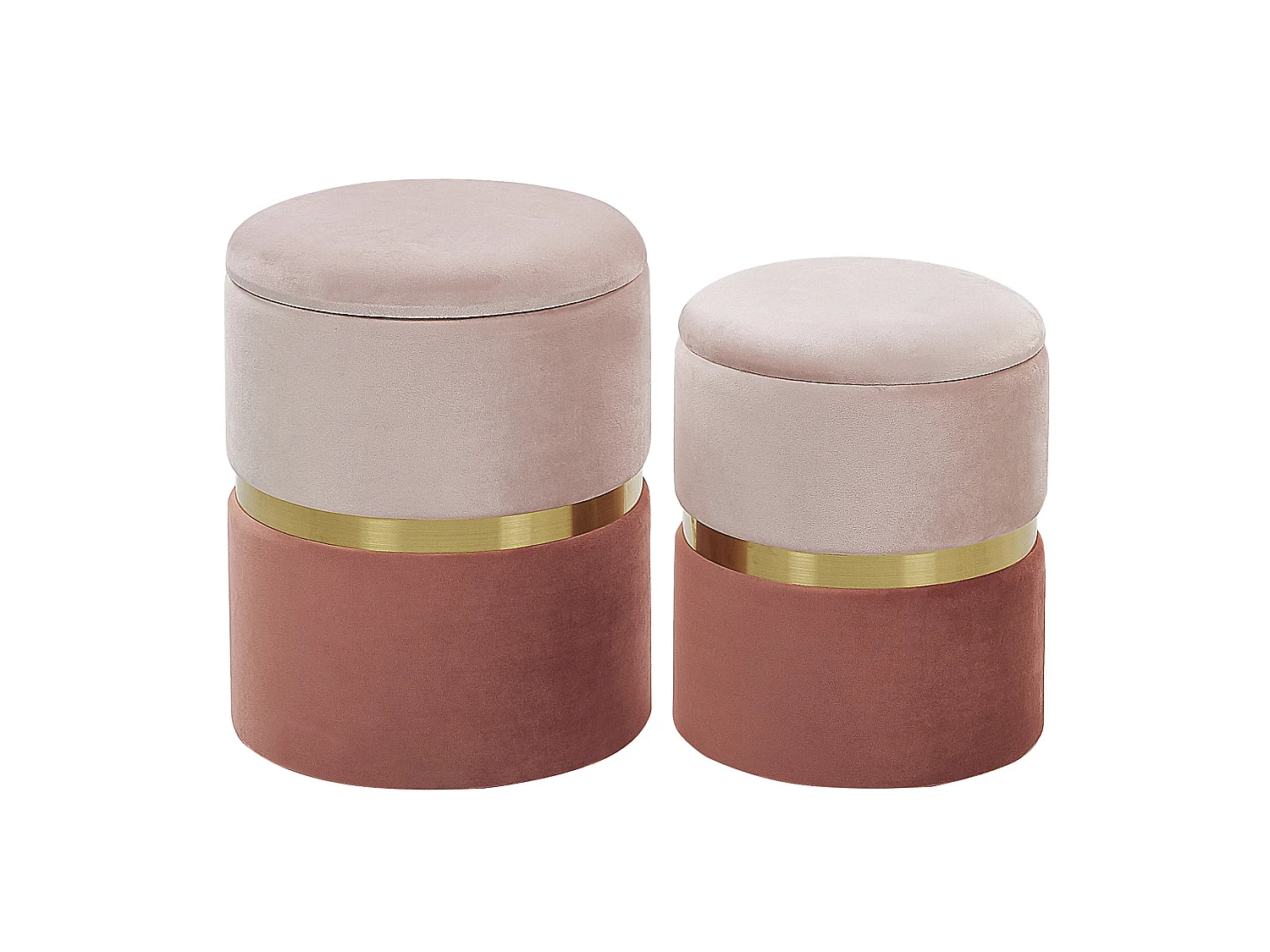 Lot de 2 poufs avec rangement WICHITA Velours Rose