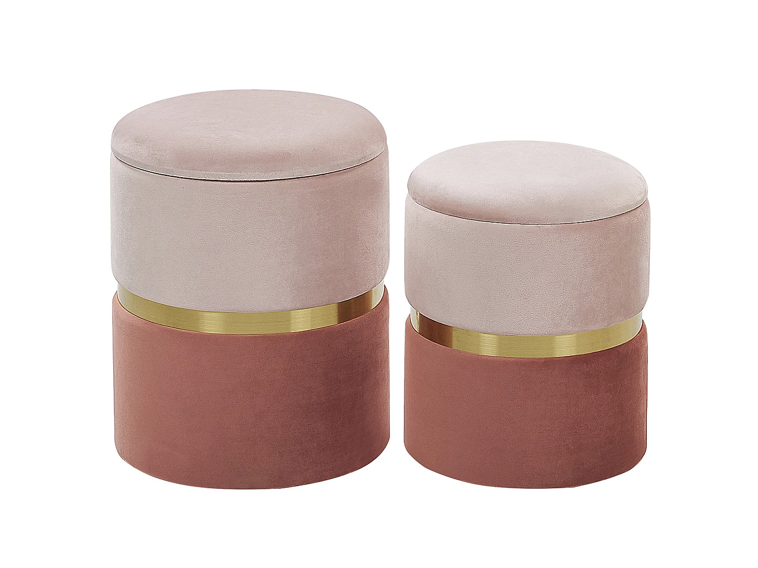 Lot de 2 poufs avec rangement WICHITA Velours Rose
