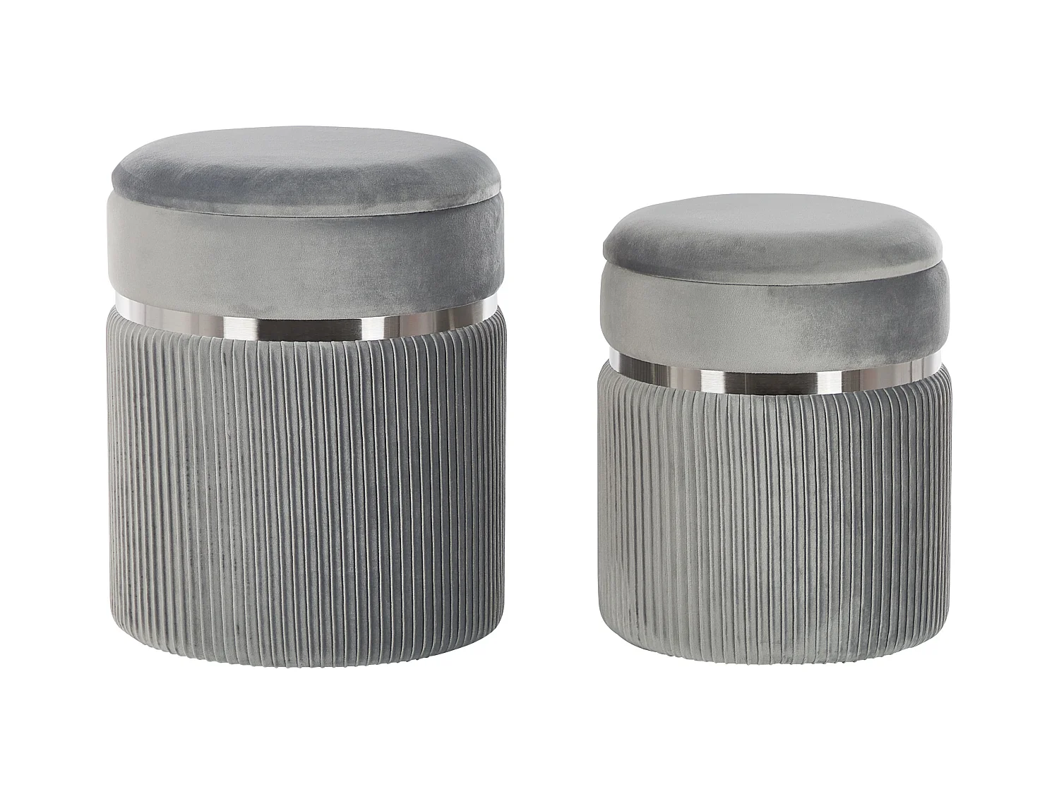 Lot de 2 poufs avec rangement CAMDENTON Velours Gris clair