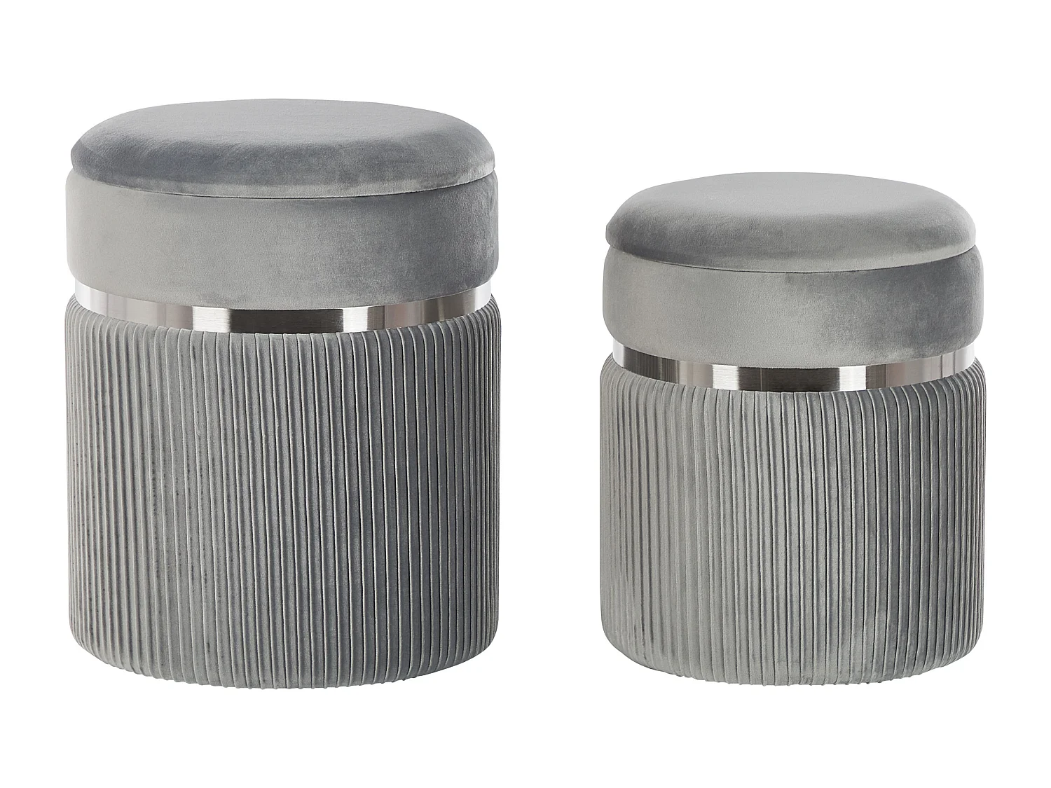 Lot de 2 poufs avec rangement CAMDENTON Velours Gris clair