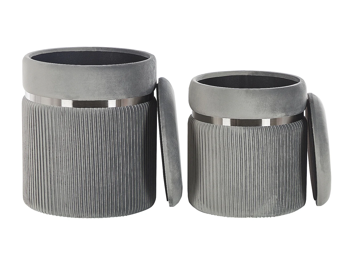 Lot de 2 poufs avec rangement CAMDENTON Velours Gris clair