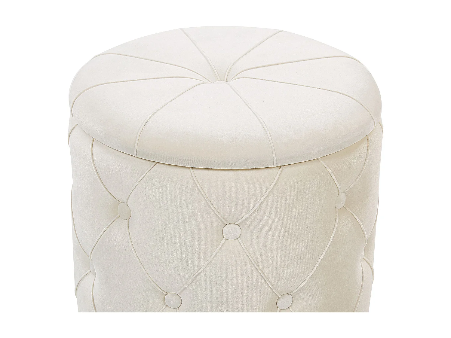 Runder Pouf im 2er Set Samt weiß Ottoman Sitzpouf Chesterfield Stil Pueblo