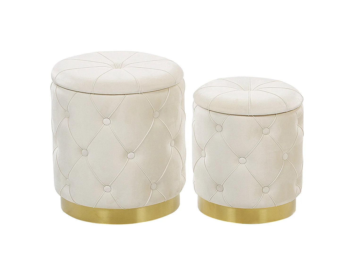 Lot de 2 poufs avec rangement PUEBLO Velours Blanc