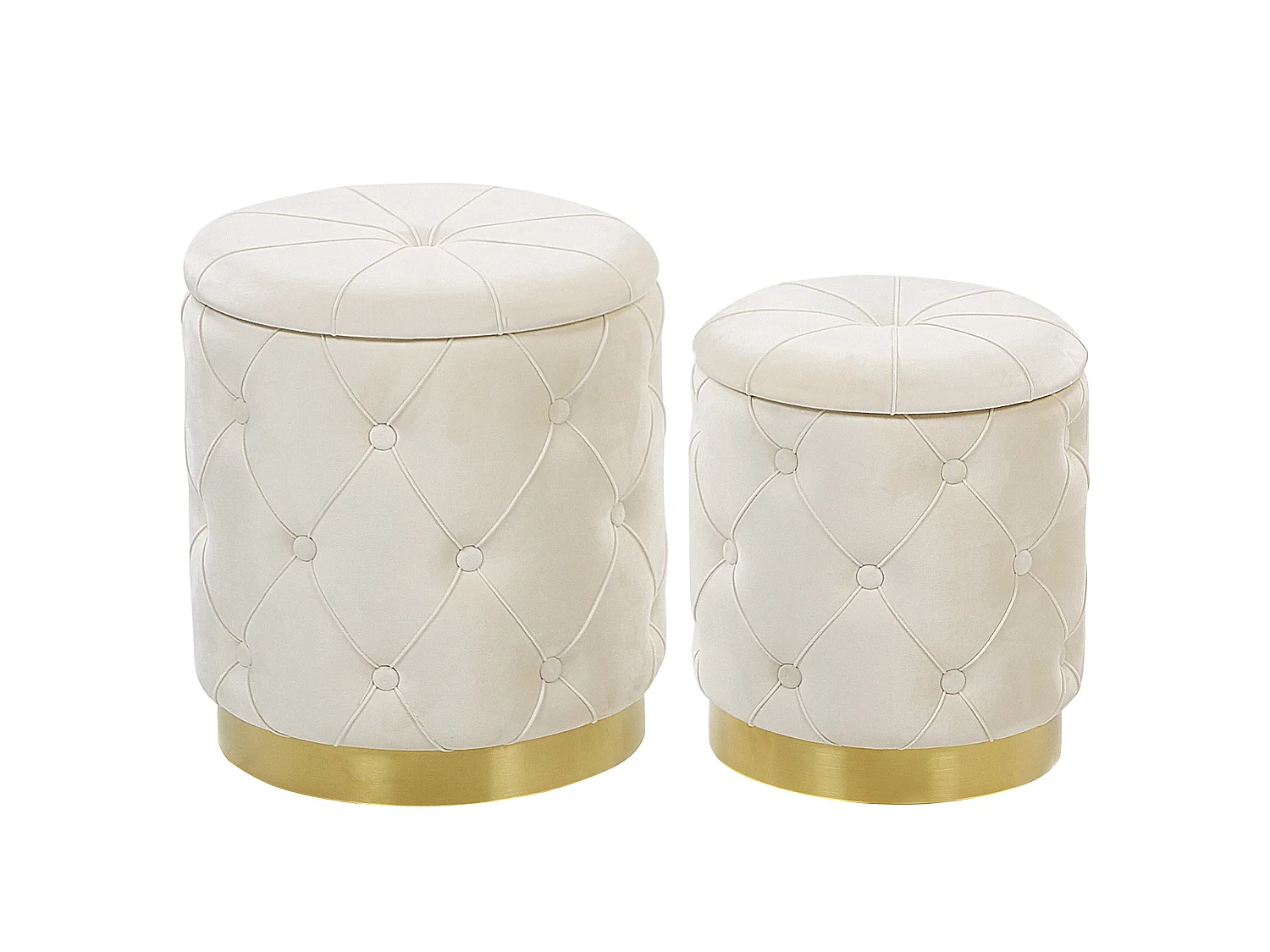 Lot de 2 poufs avec rangement PUEBLO Velours Blanc