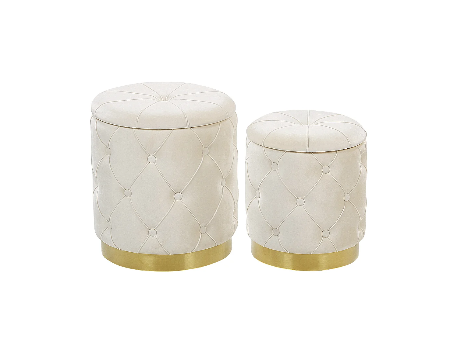 Lot de 2 poufs avec rangement PUEBLO Velours Blanc