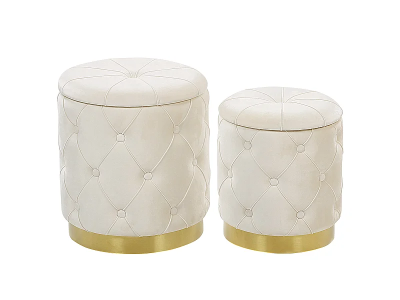 Lot de 2 poufs avec rangement PUEBLO Velours Blanc