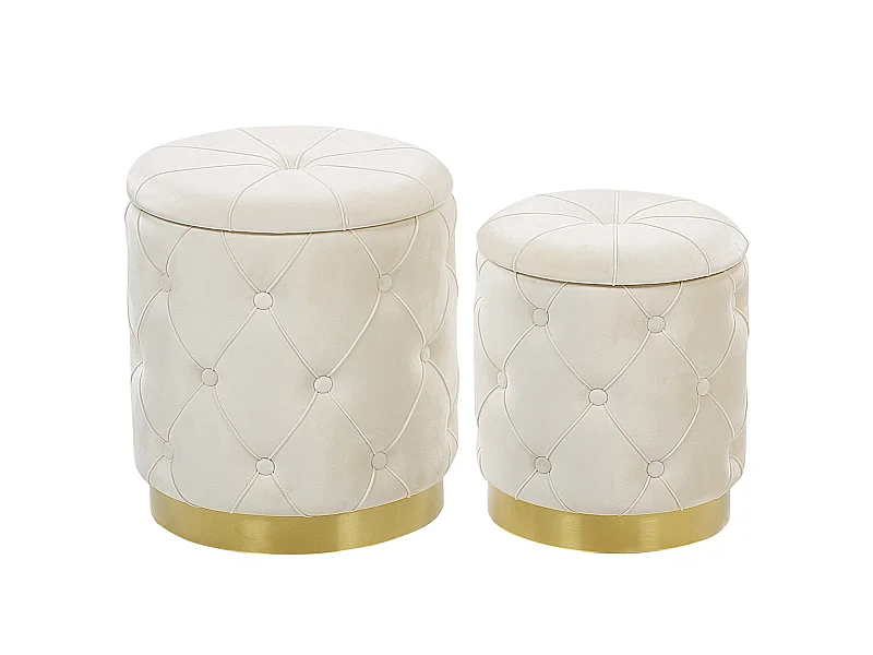 Lot de 2 poufs avec rangement PUEBLO Velours Blanc
