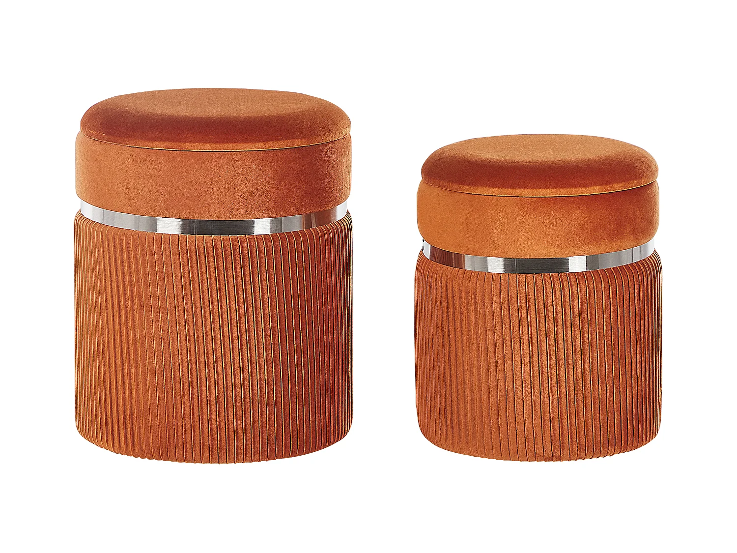 Lot de 2 poufs avec rangement CAMDENTON Velours Orange
