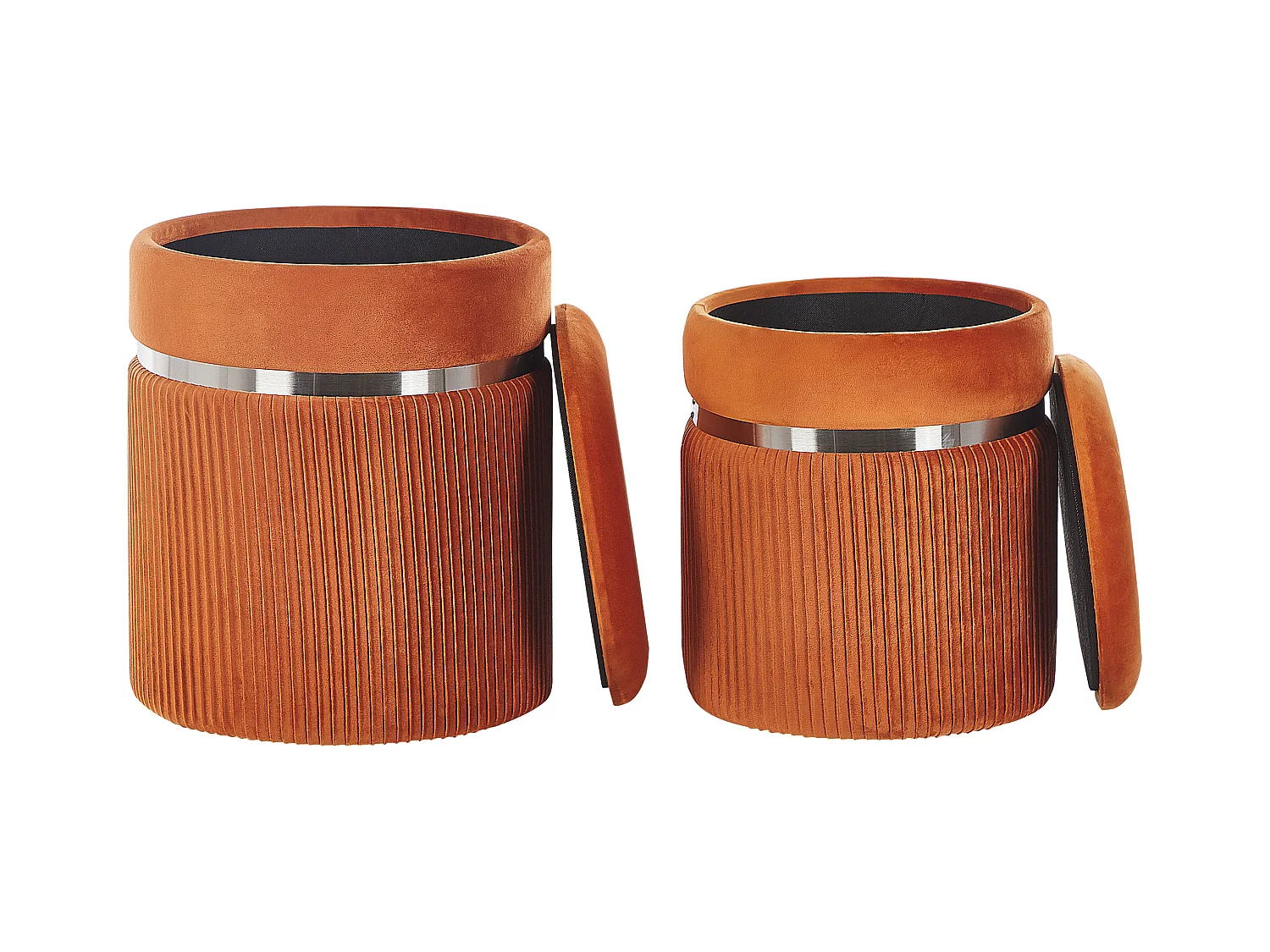 Lot de 2 poufs avec rangement CAMDENTON Velours Orange