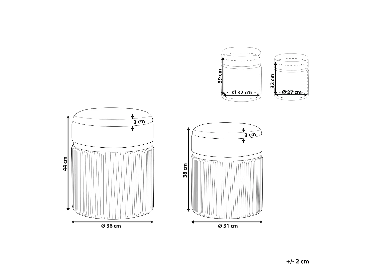 Lot de 2 poufs avec rangement CAMDENTON Velours Orange
