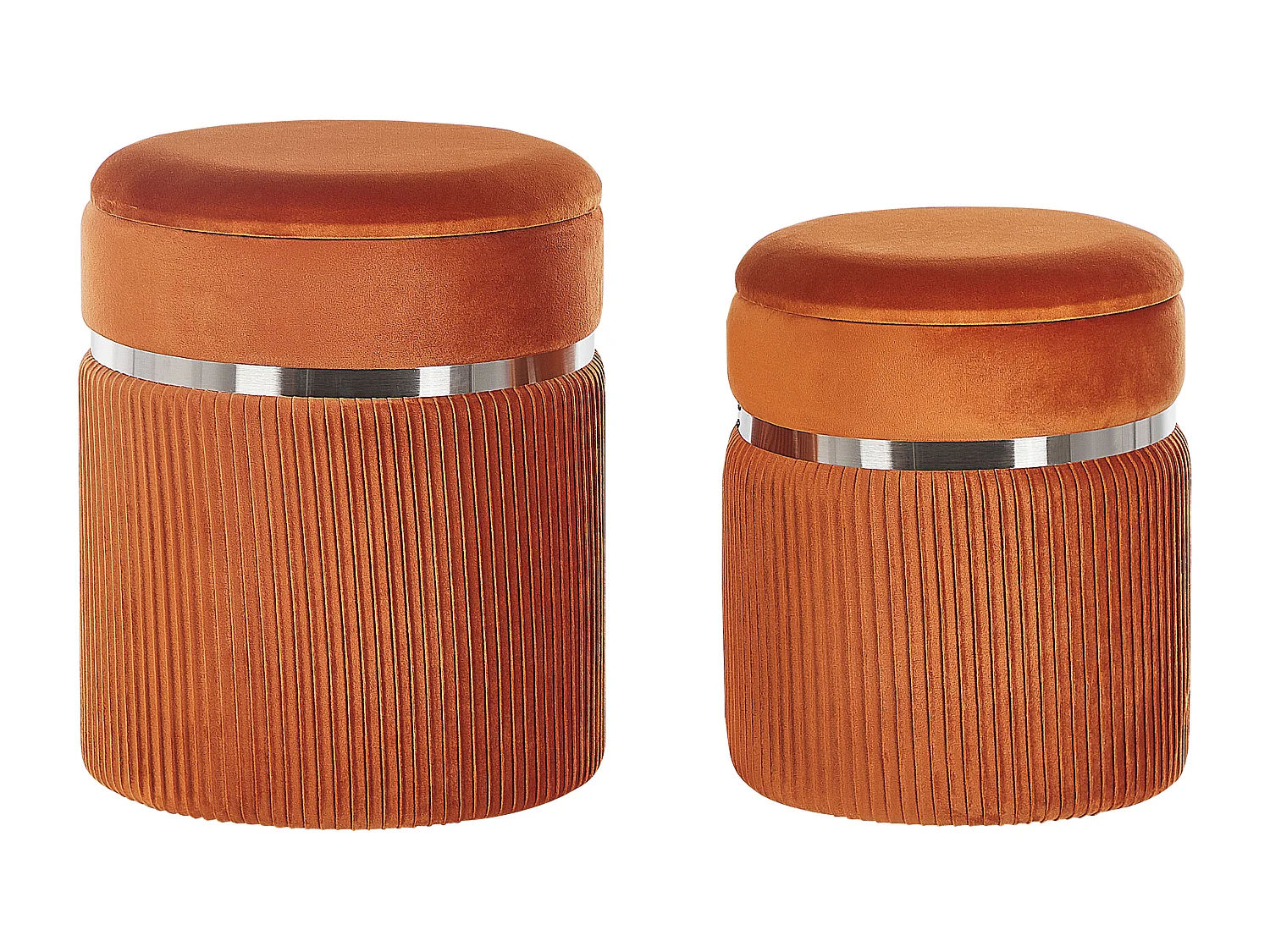 Lot de 2 poufs avec rangement CAMDENTON Velours Orange