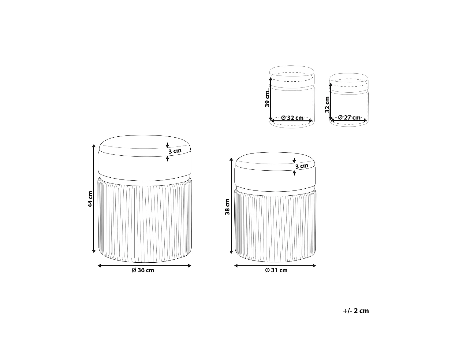 Lot de 2 poufs avec rangement CAMDENTON Velours Orange