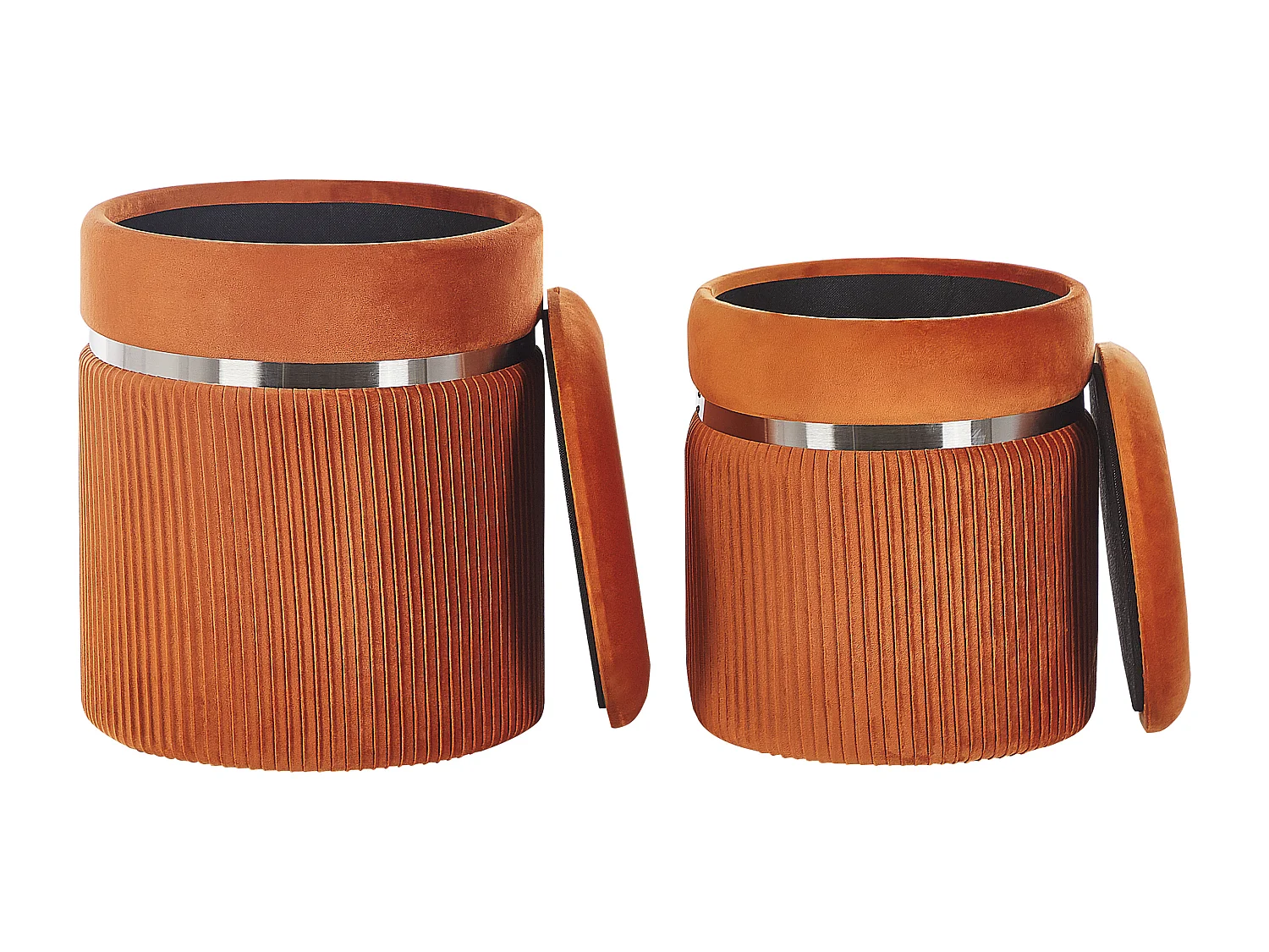 Lot de 2 poufs avec rangement CAMDENTON Velours Orange