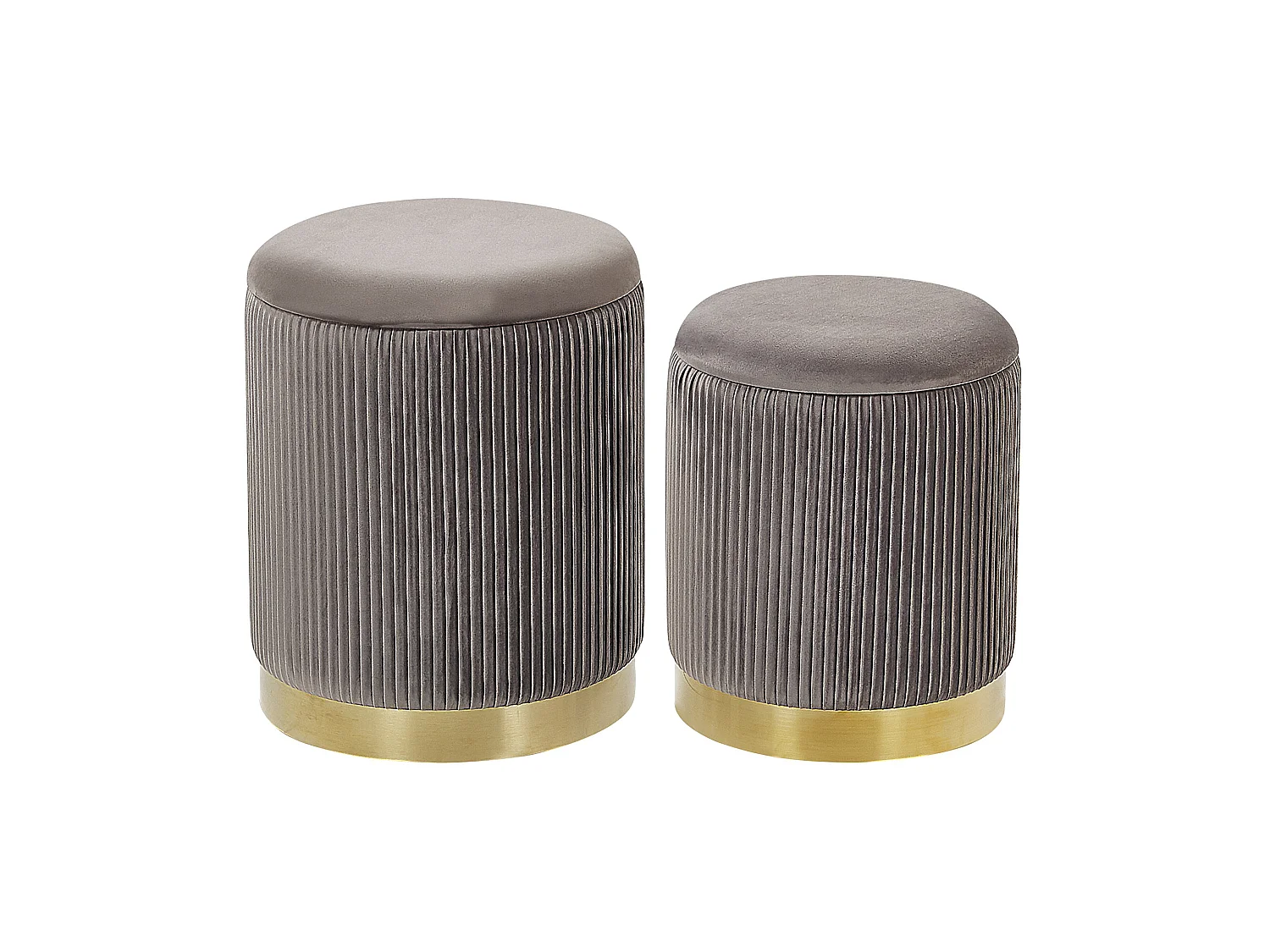 Set di 2 pouf contenitore MIRAMAR Velluto Grigio 35/31 cm 35/31 cm 44/39 cm