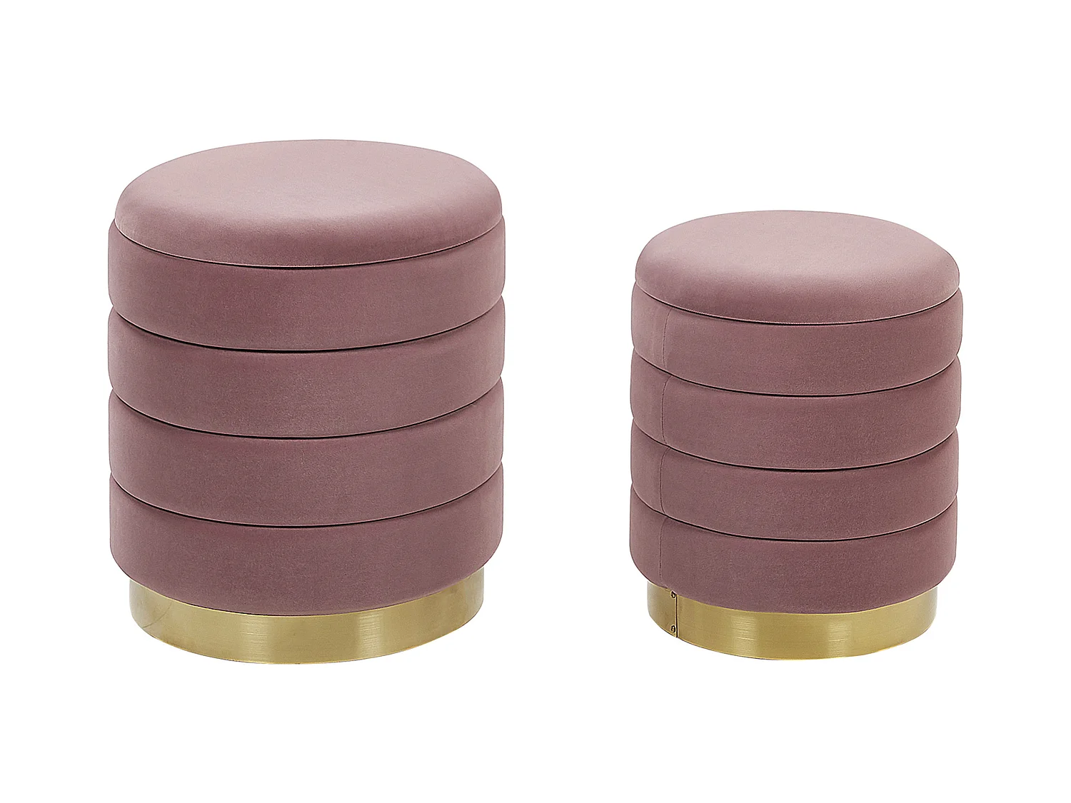 Lot de 2 poufs avec rangement GARLAND Velours Rose