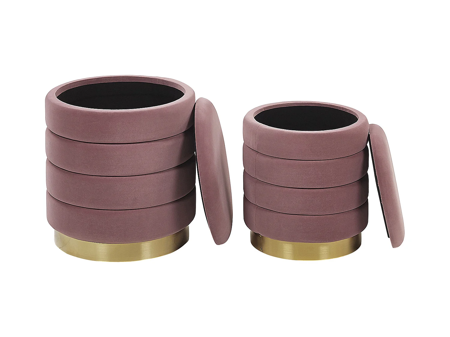 Lot de 2 poufs avec rangement GARLAND Velours Rose