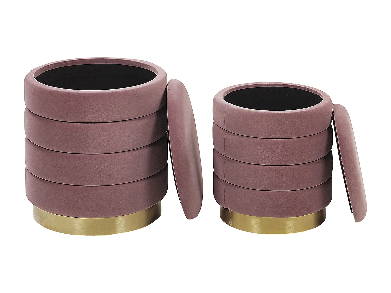 Lot de 2 poufs avec rangement GARLAND Velours Rose