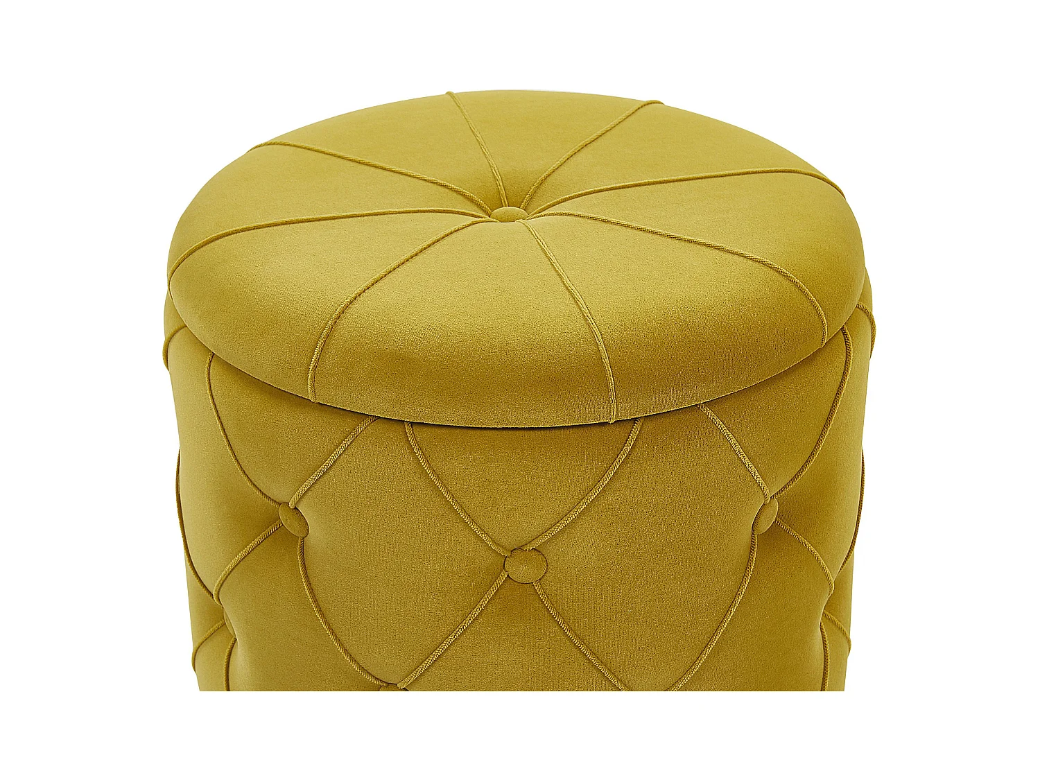 Runder Pouf im 2er Set Samt gelb Ottoman Sitzpouf Chesterfield Stil Pueblo