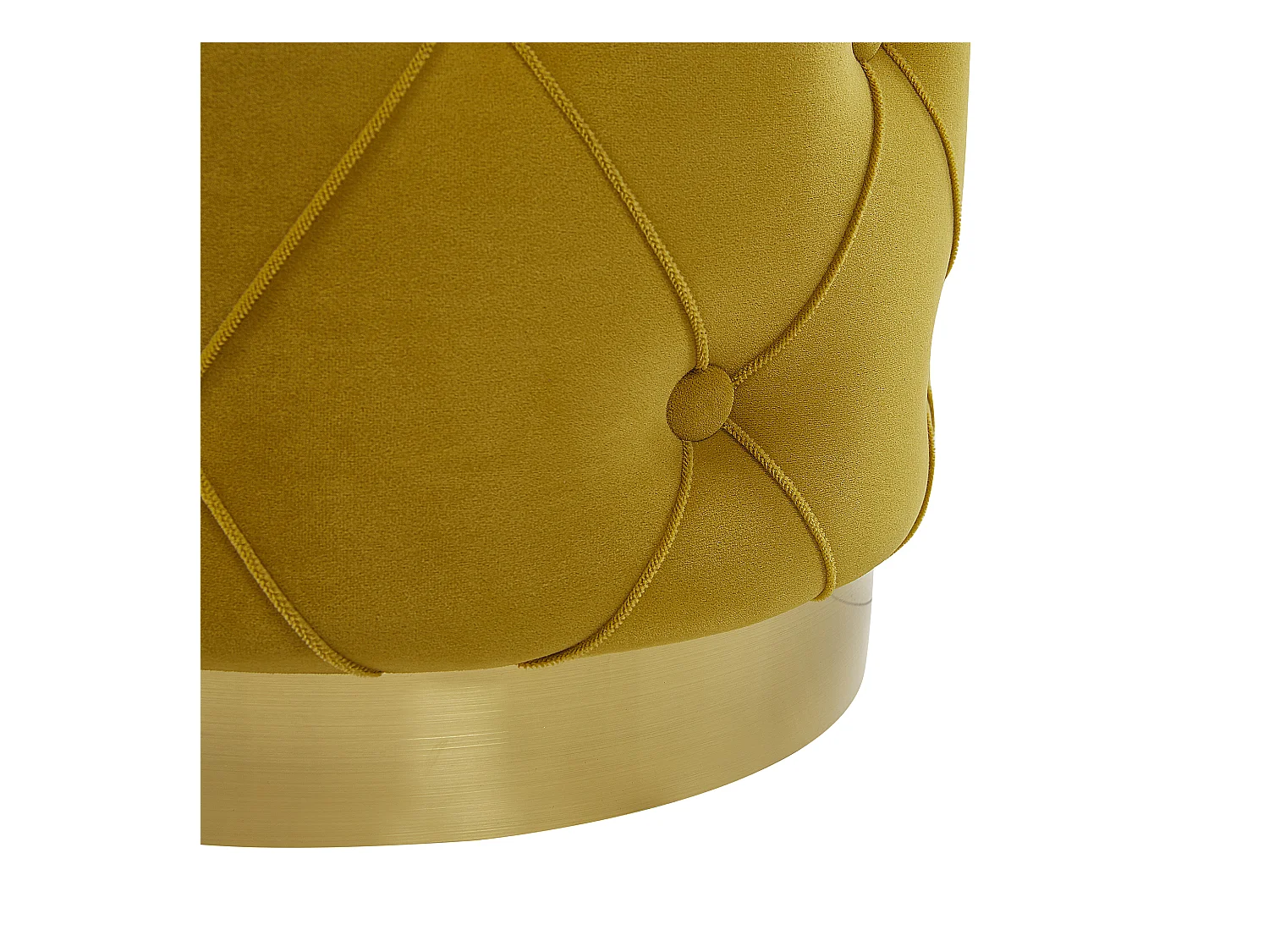 Runder Pouf im 2er Set Samt gelb Ottoman Sitzpouf Chesterfield Stil Pueblo