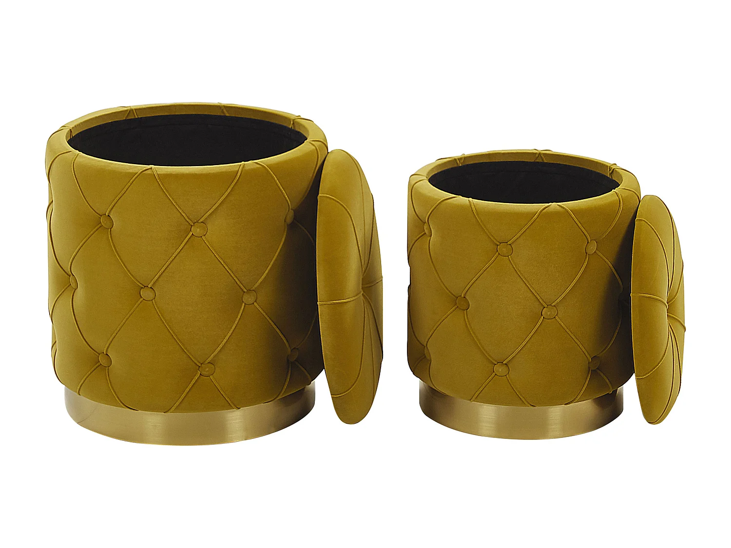 Lot de 2 poufs avec rangement PUEBLO Velours Moutarde