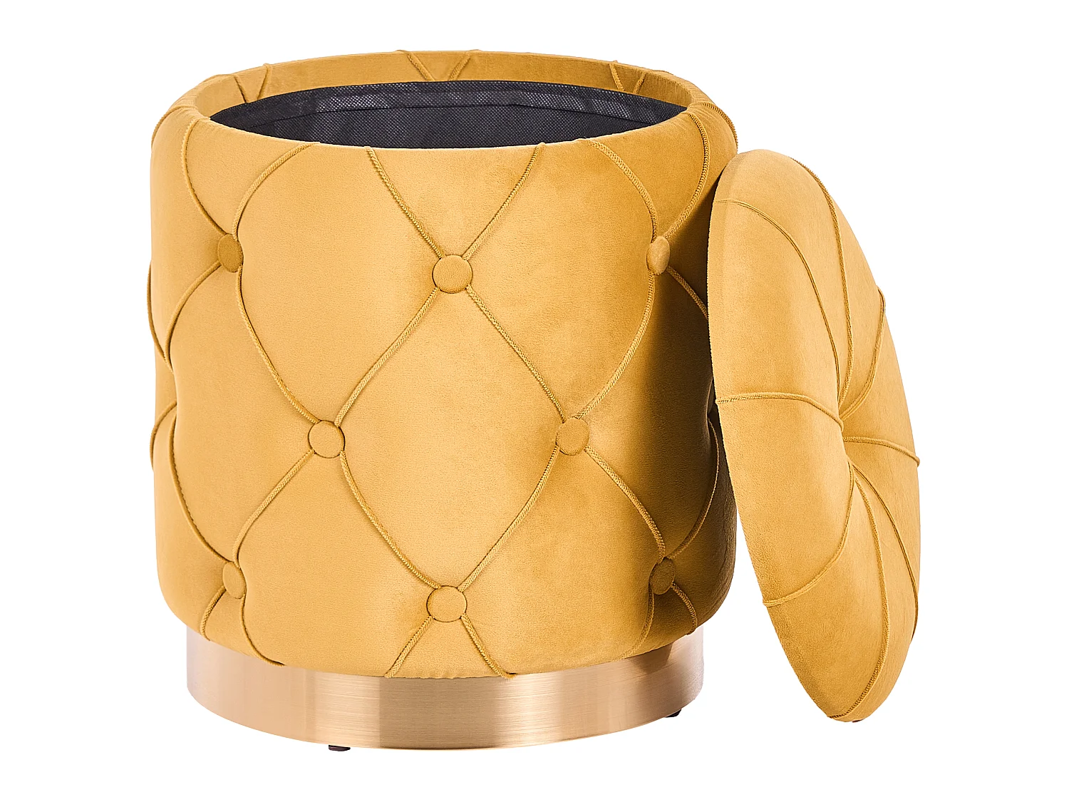Set of 2 Storage Pouffes PUEBLO Velvet Mustard