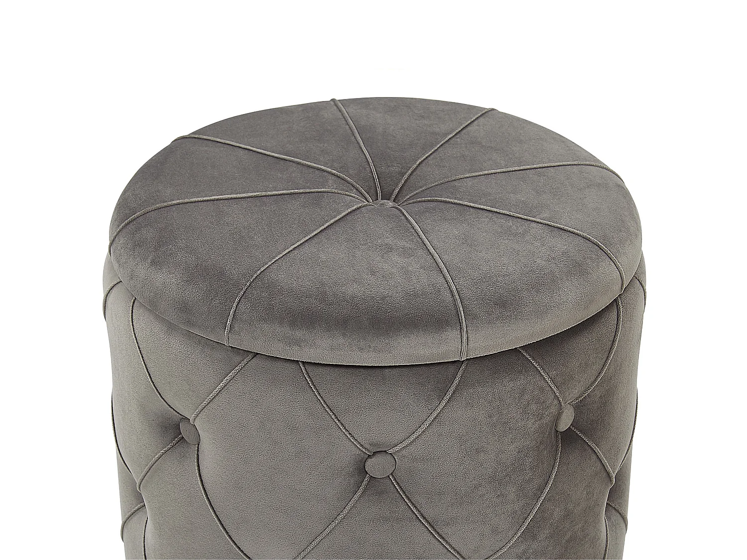 Pouf mit Stauraum 2er Set PUEBLO Samtstoff Grau 40/33 cm 40/33 cm 44/36 cm