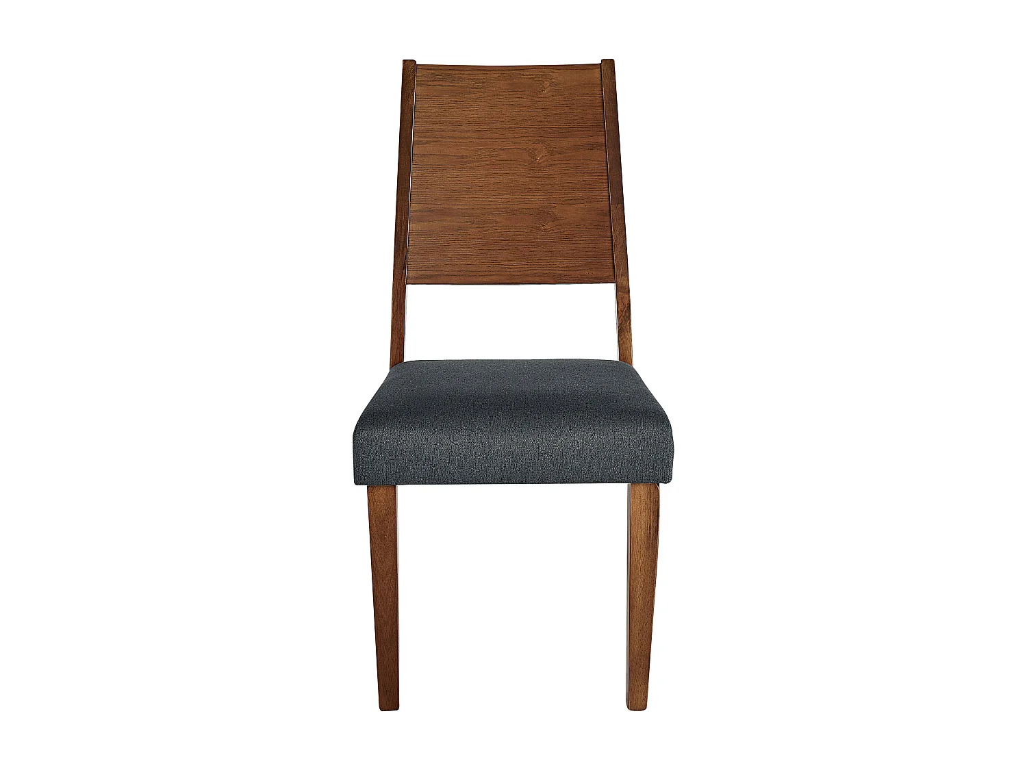 Esszimmerstuhl 2er Set Holzgestell dunkelbraun / grau hohe Lehne Retro Elmira