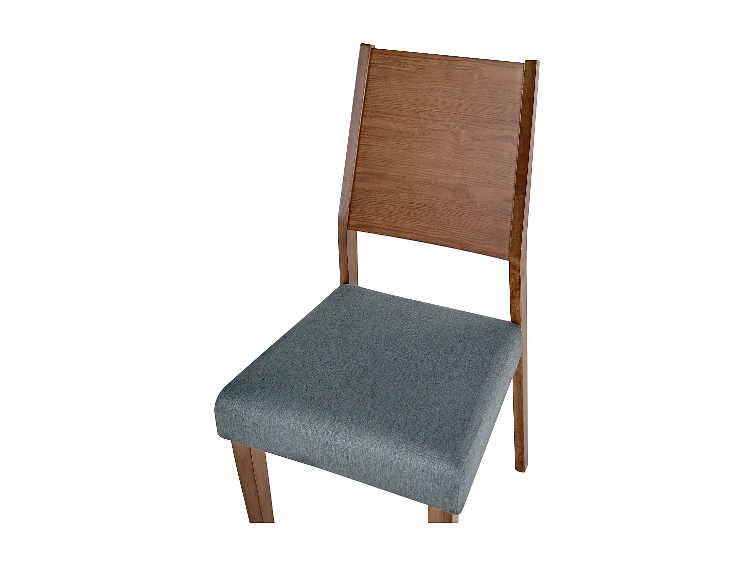 Esszimmerstuhl 2er Set Holzgestell dunkelbraun / grau hohe Lehne Retro Elmira