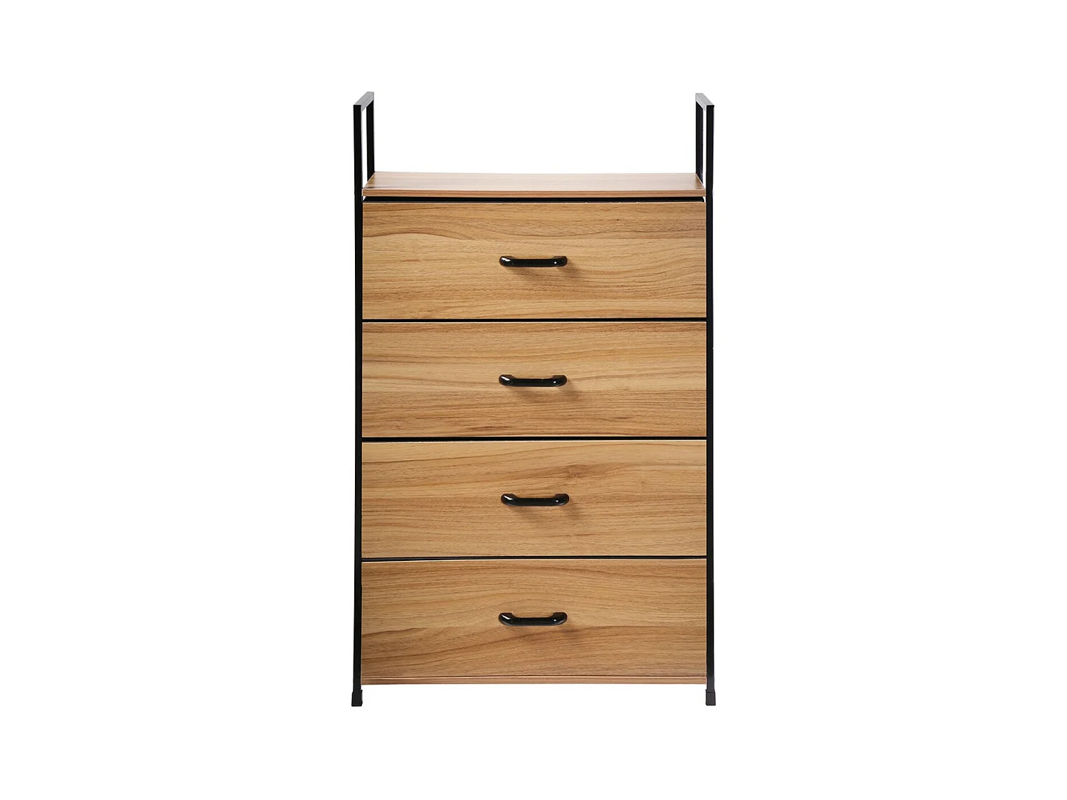 Chiffonnier 4 tiroirs façade décor bois - L60 cm