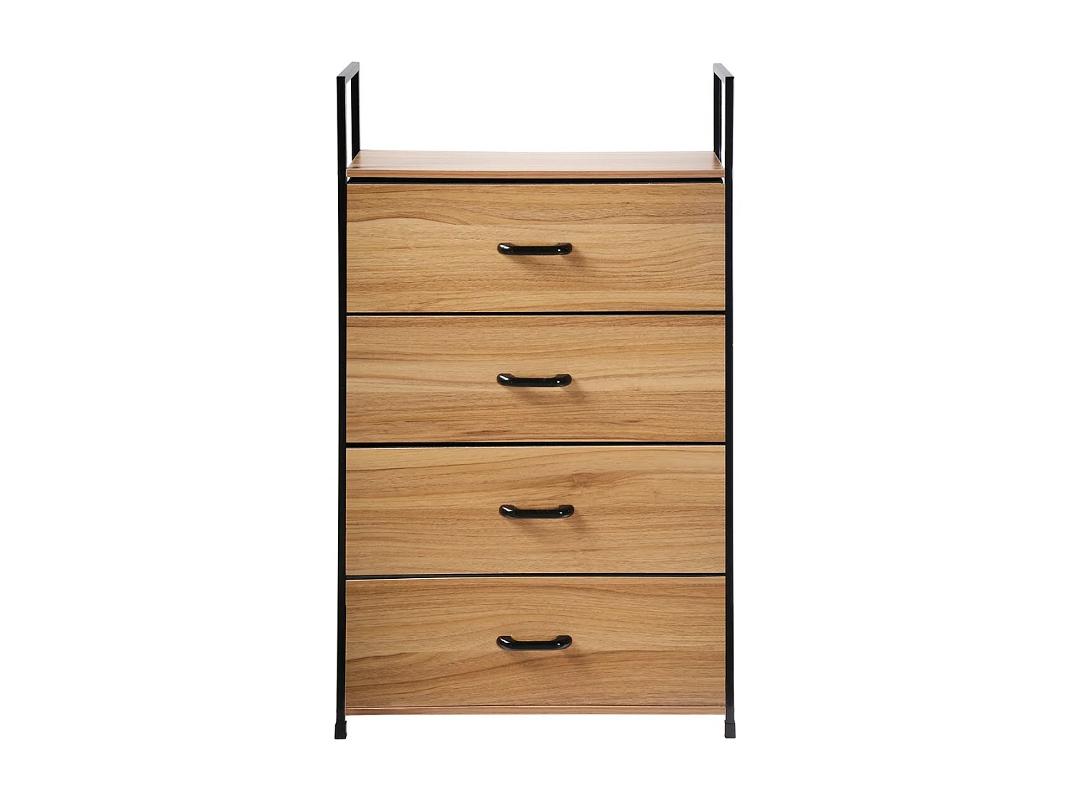 Chiffonnier 4 tiroirs façade décor bois - L60 cm